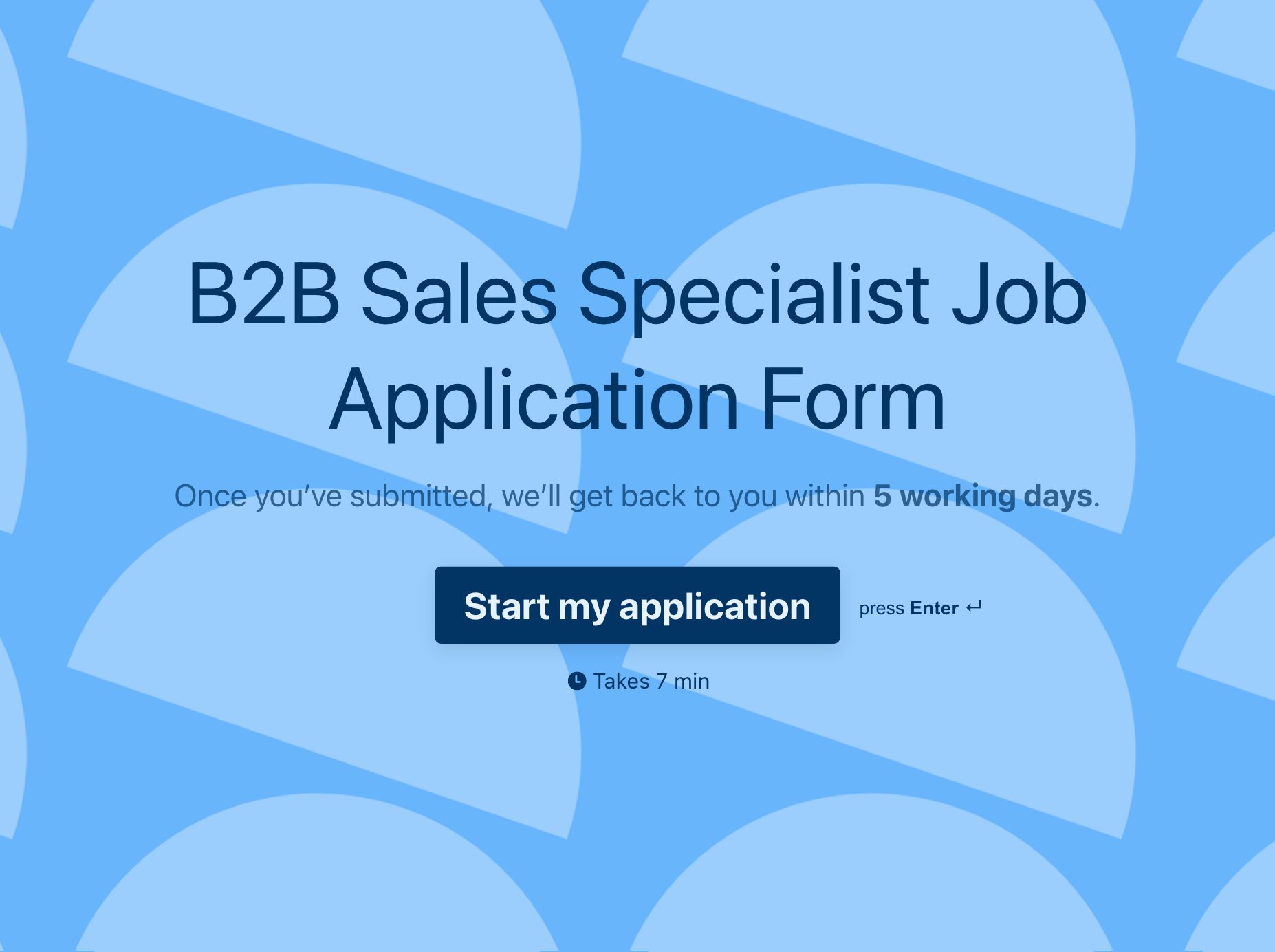 B2B Sales Specialist Job Application Form Template