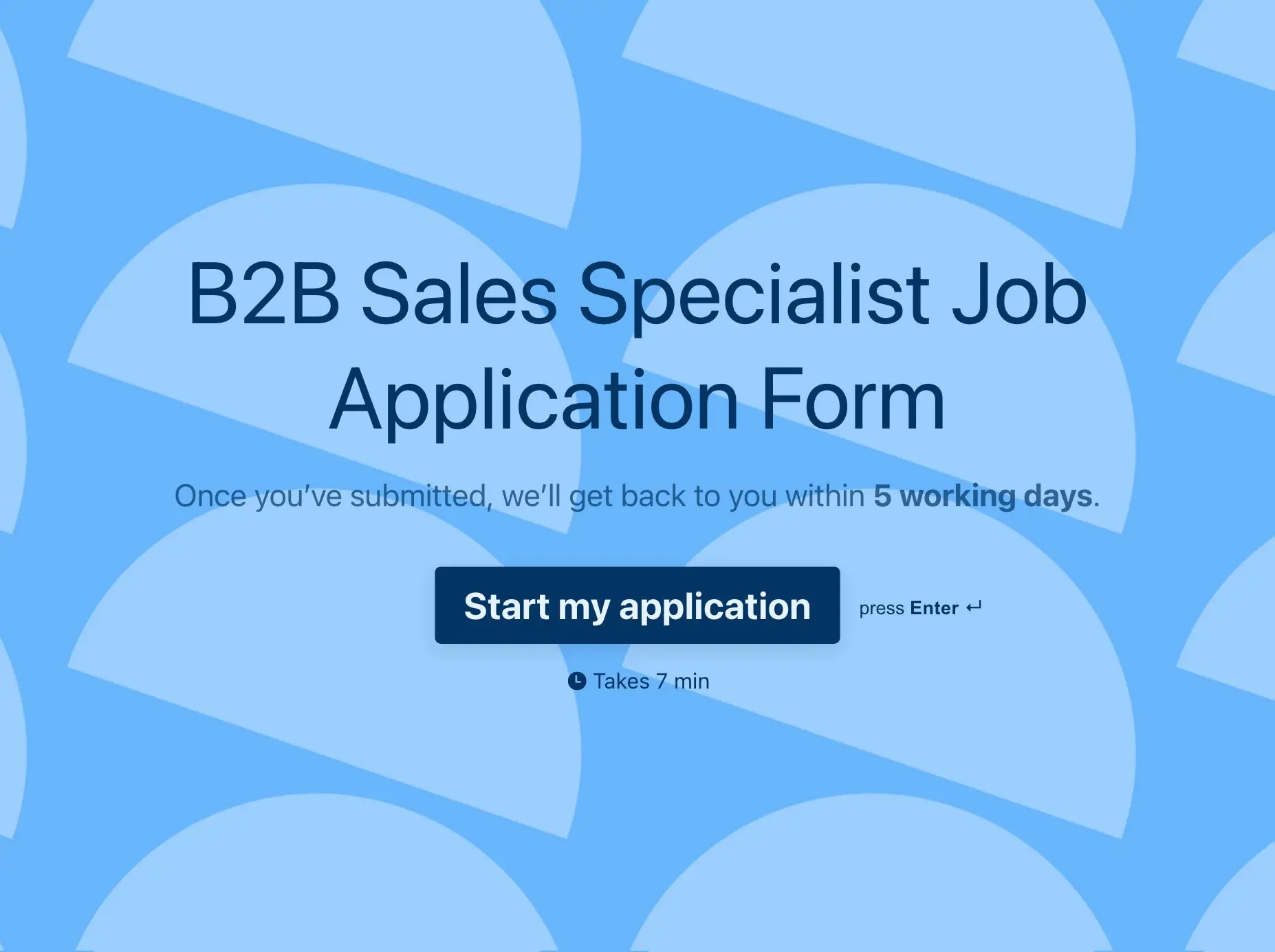 B2B Sales Specialist Job Application Form Template Hero