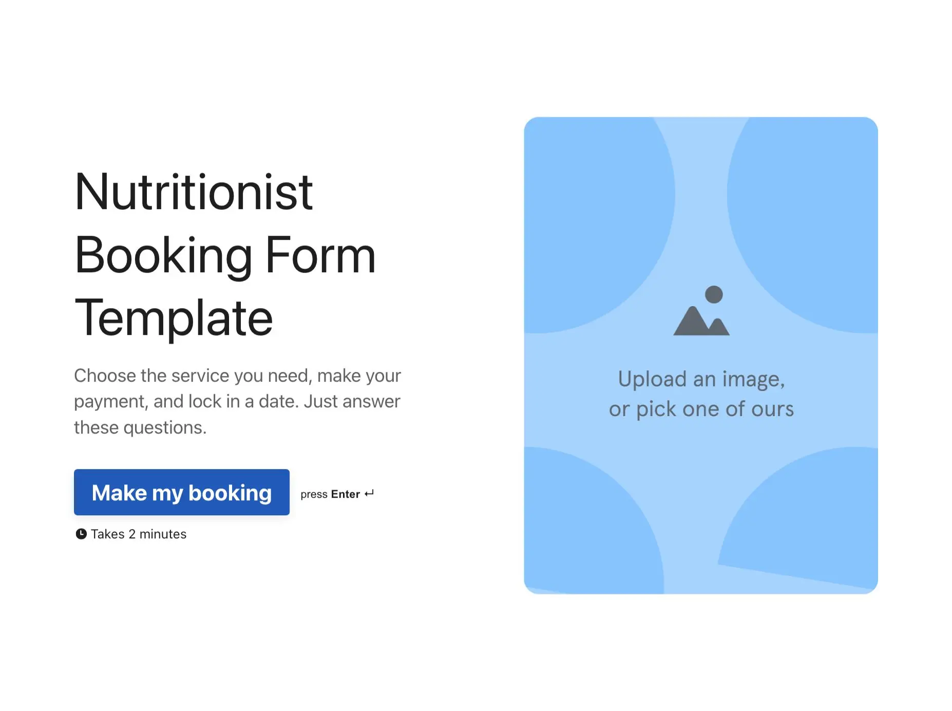 Nutritionist Booking Form Template Hero