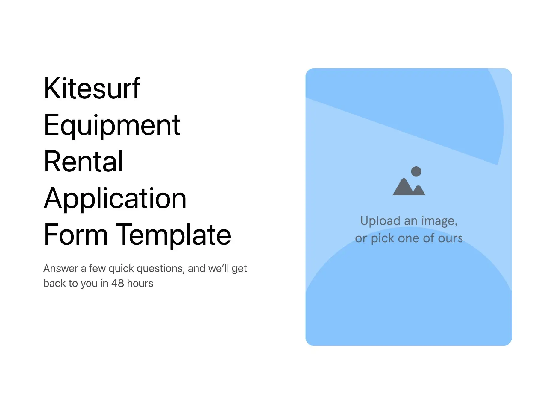 Kitesurf Equipment Rental Application Form Template Hero