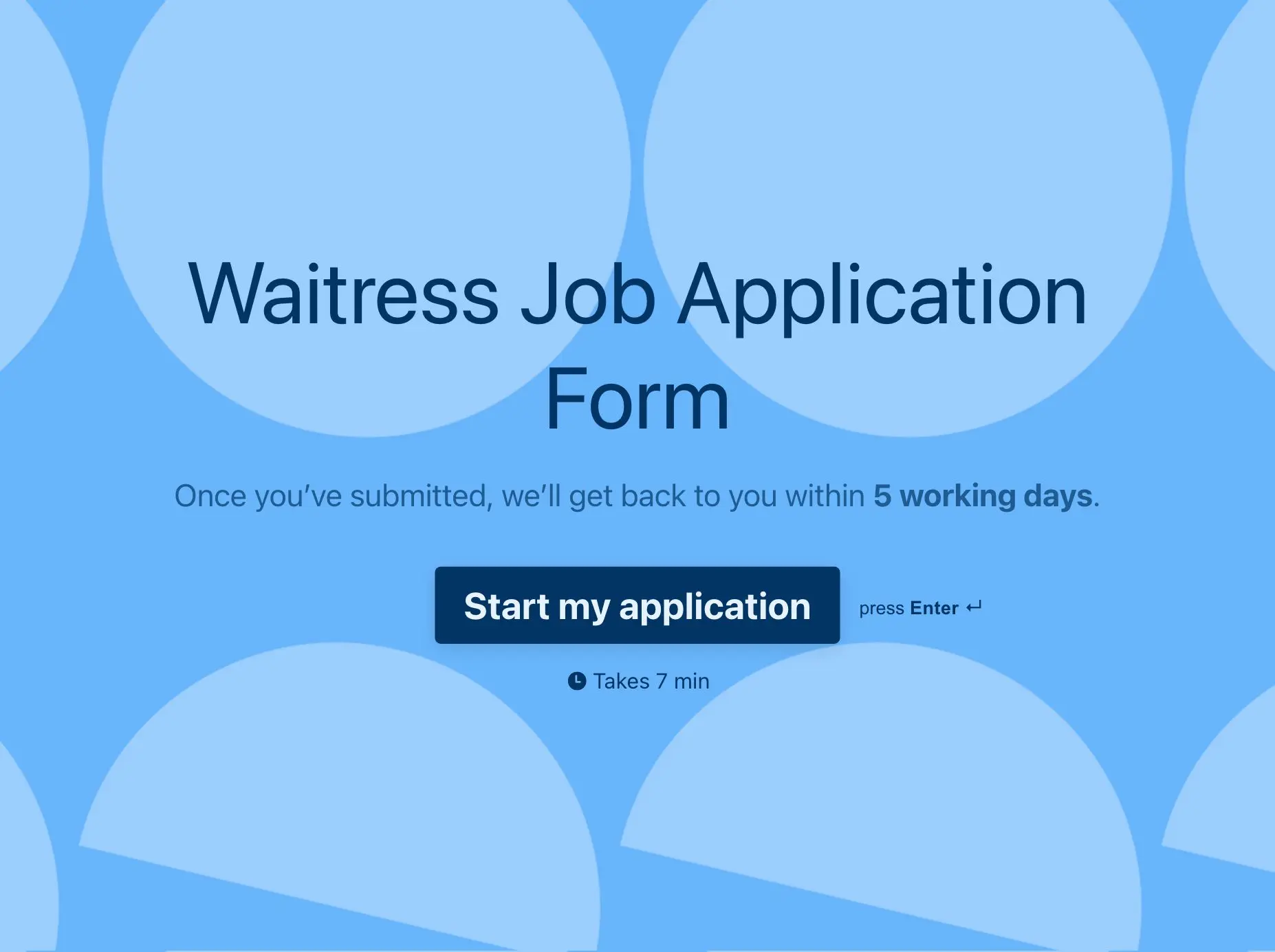 Waitress Job Application Form Template Hero