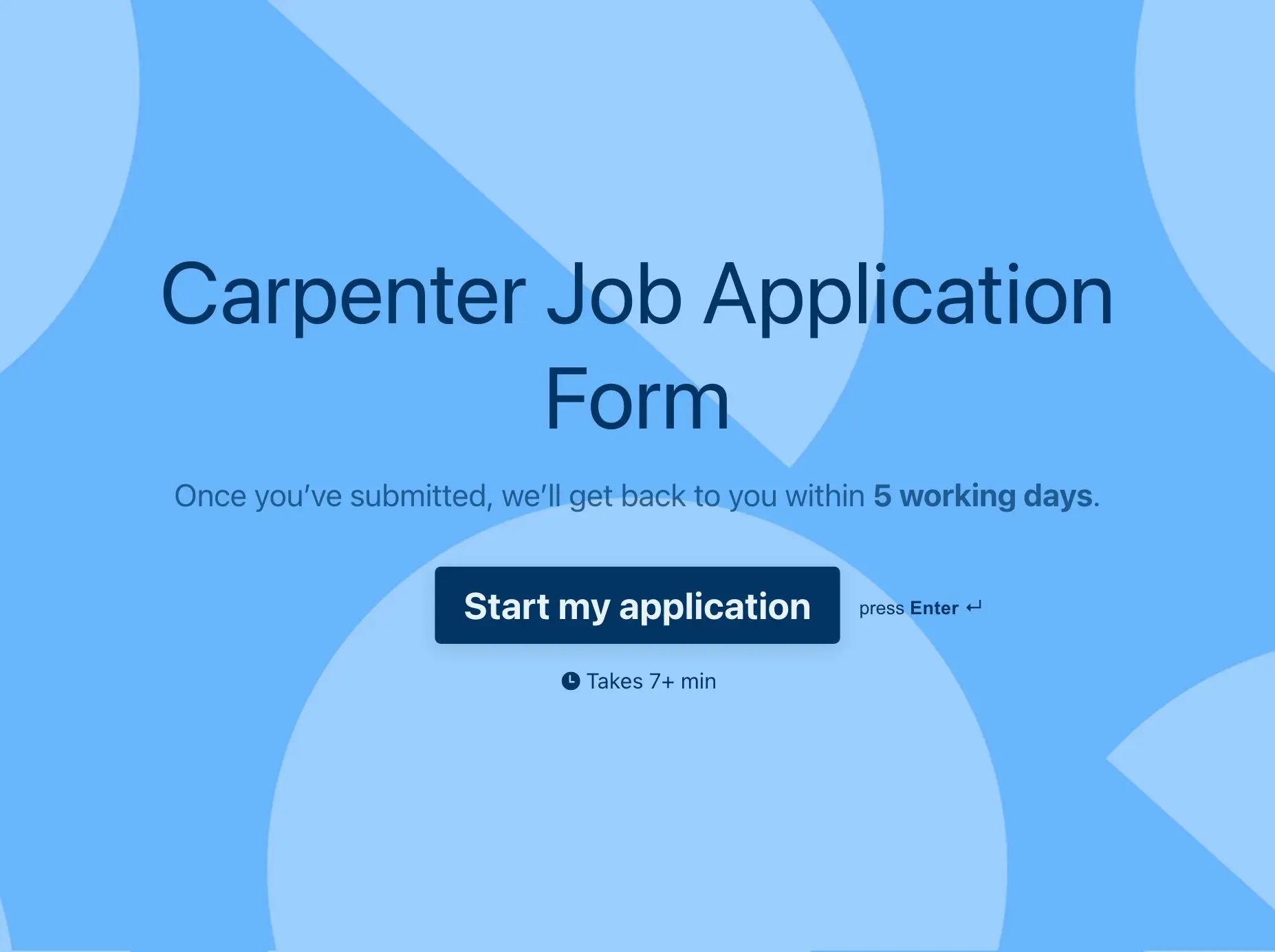 Carpenter Job Application Form Template Hero