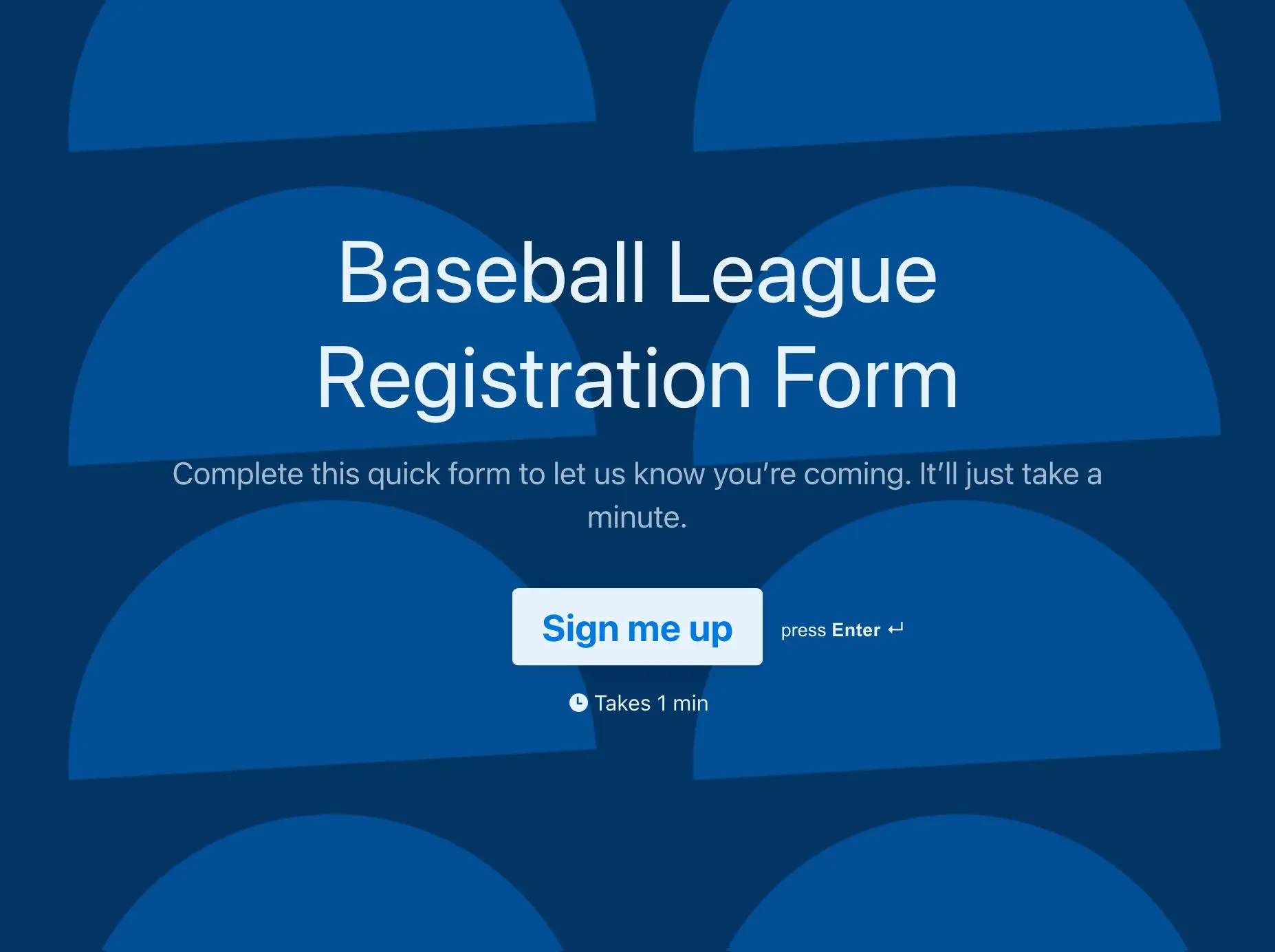 Baseball League Registration Form Template Hero