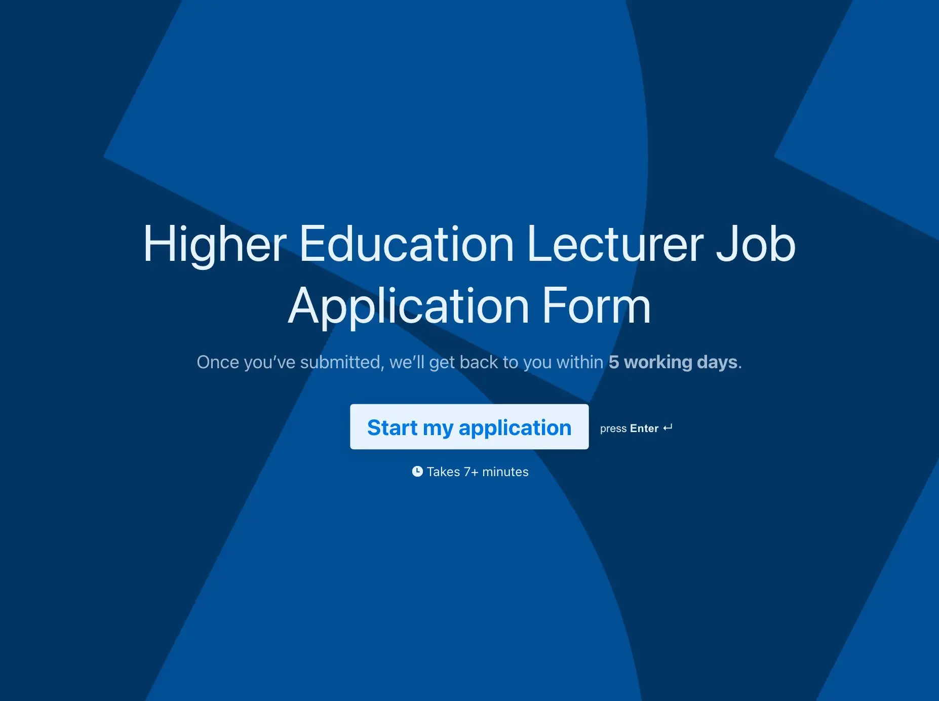 Higher Education Lecturer Job Application Form Template Hero
