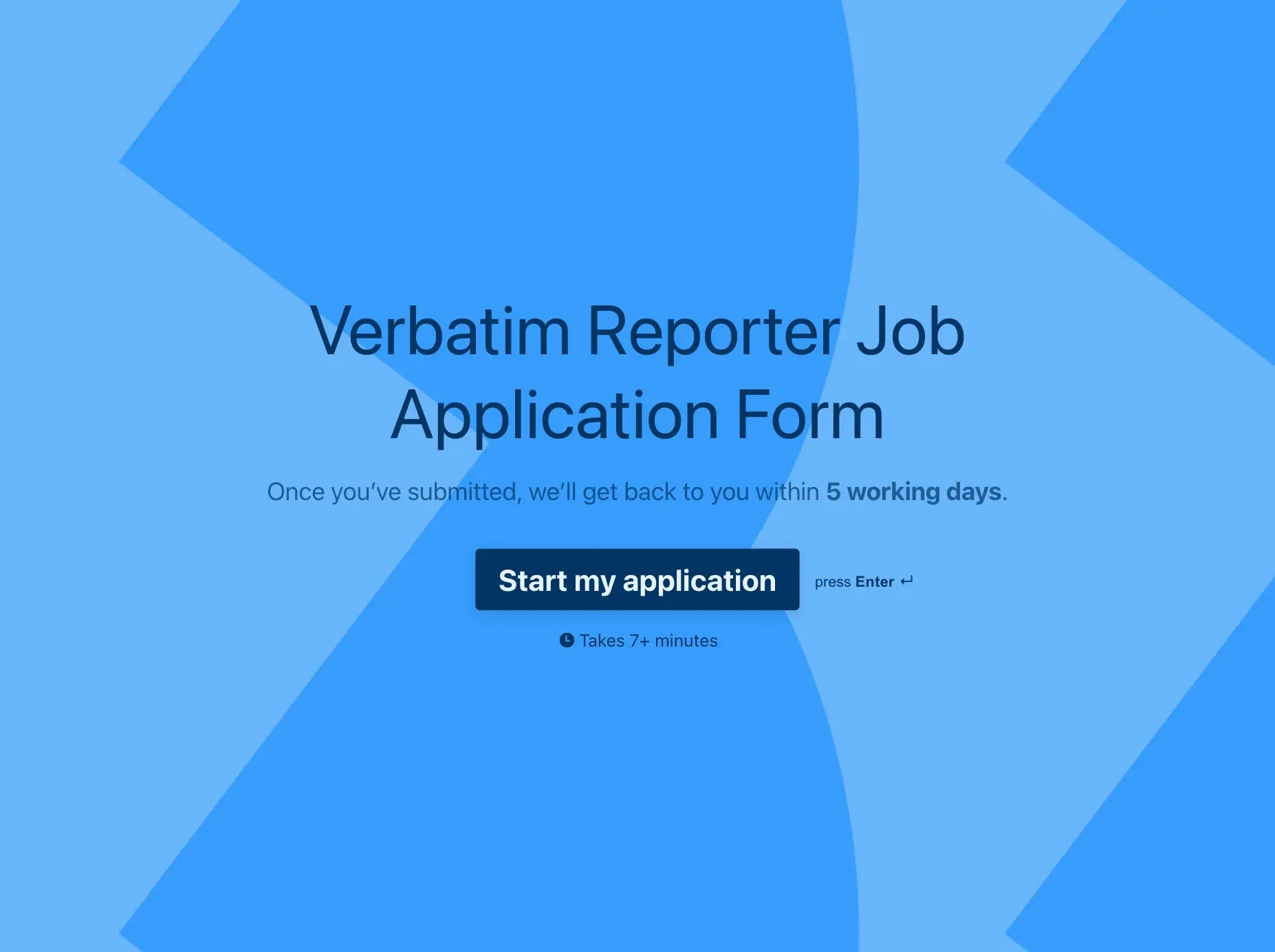 Verbatim Reporter Job Application Form Template Hero