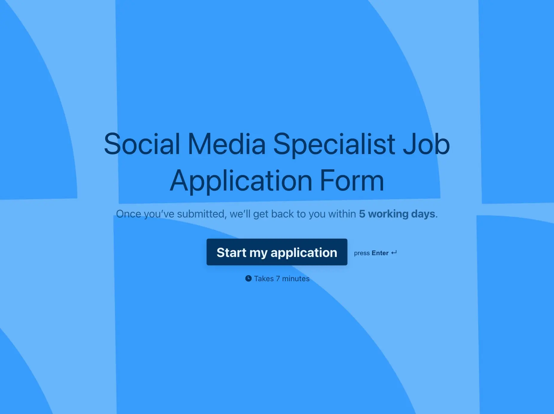 Social Media Specialist Job Application Form Template Hero