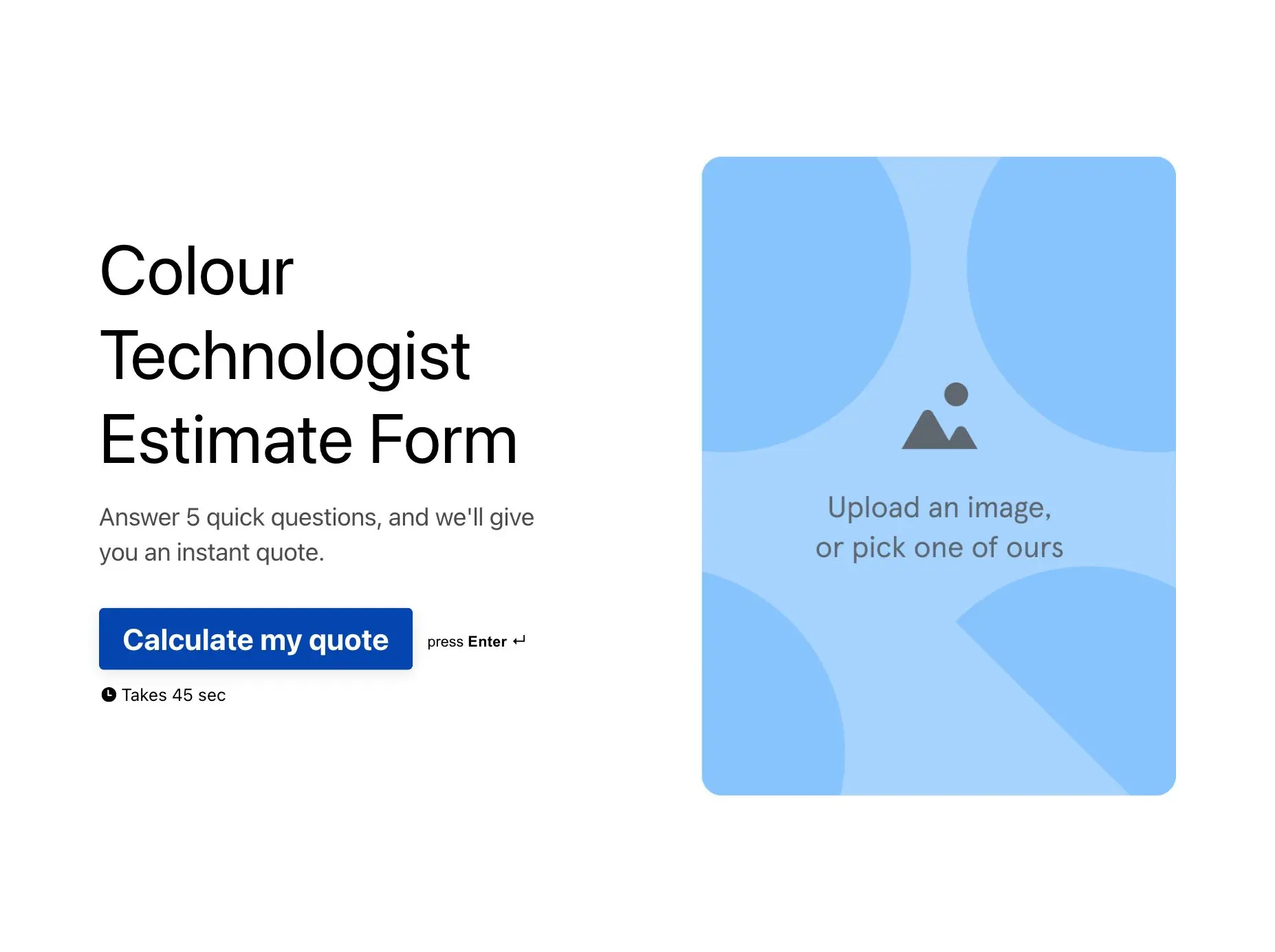 Colour Technologist Estimate Form Template Hero