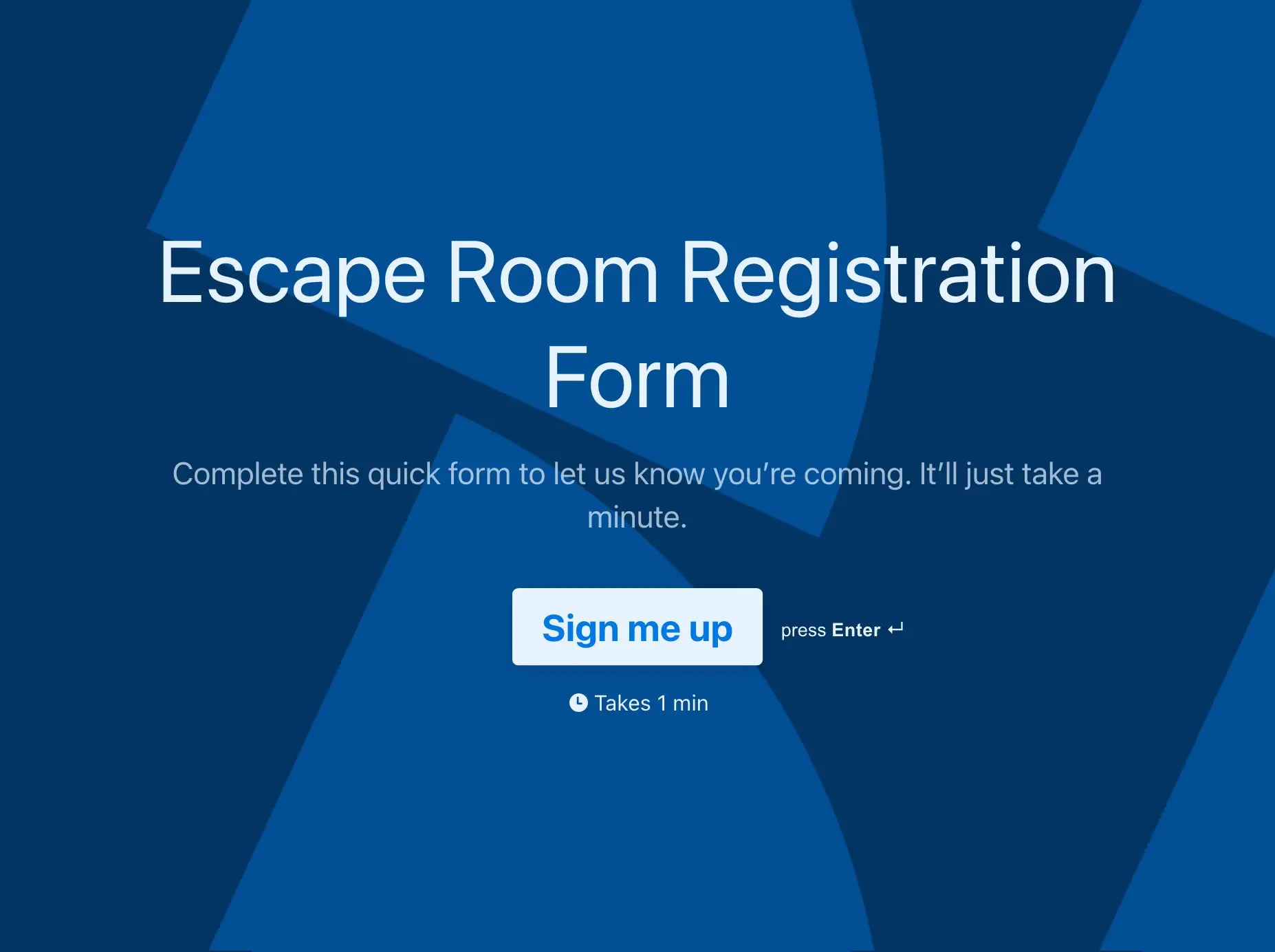 Escape Room Registration Form Template Hero