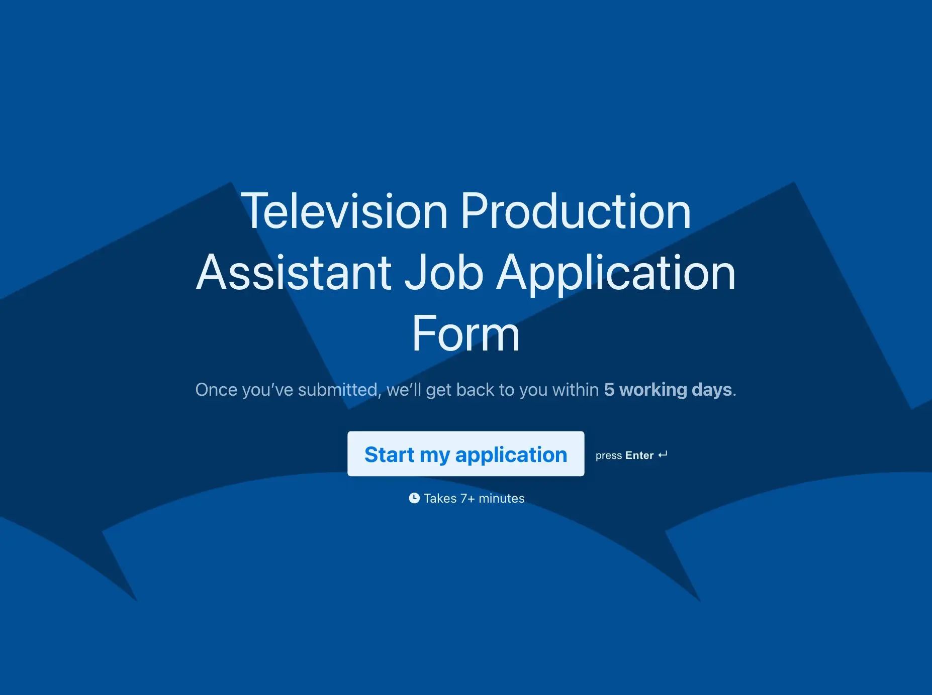 Television Production Assistant Job Application Form Template Hero