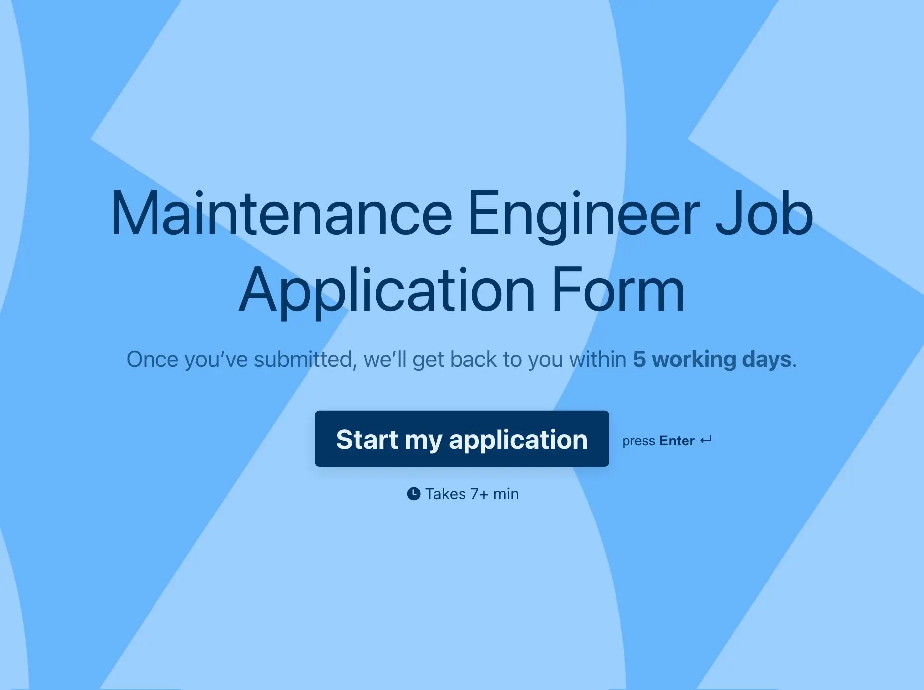 Maintenance Engineer Job Application Form Template Hero