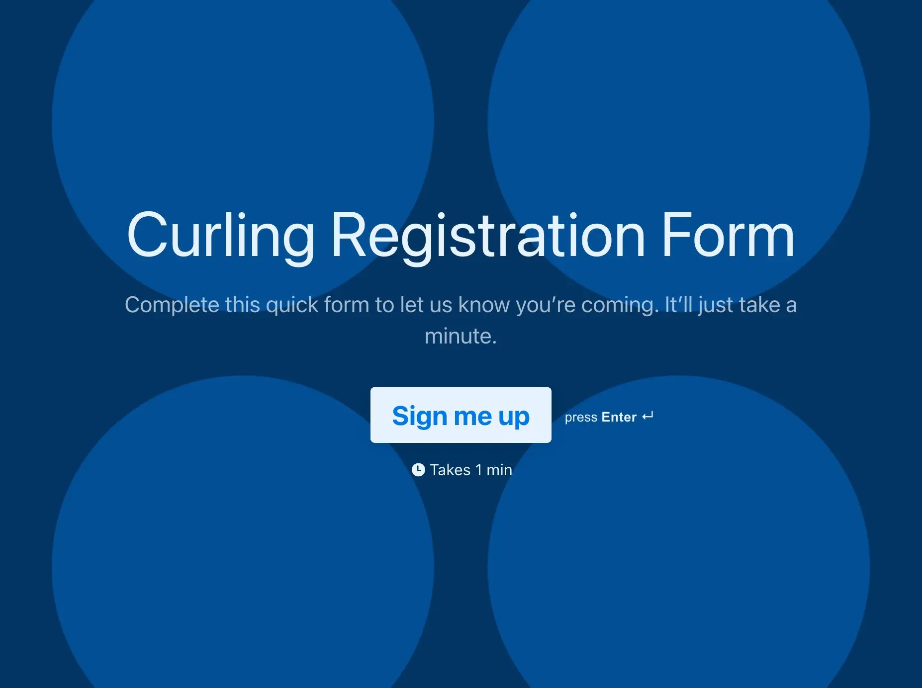 Curling Registration Form Template Hero