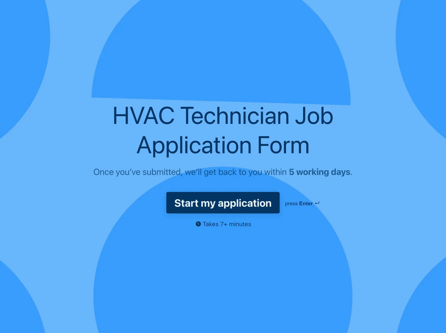 HVAC Technician Job Application Form Template Hero