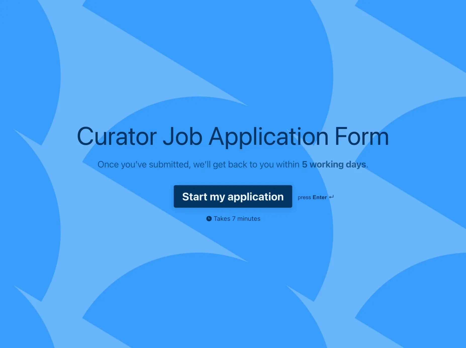 Curator Job Application Form Template Hero