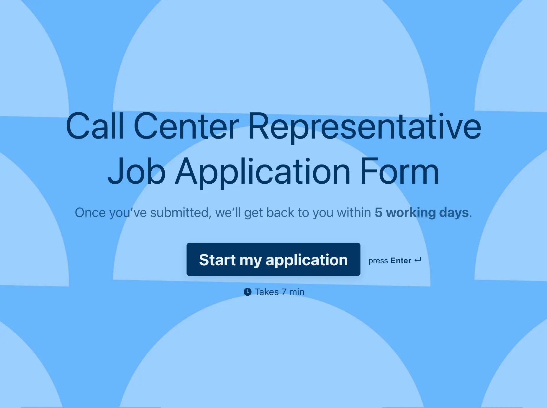 Call Center Representative Job Application Form Template Hero