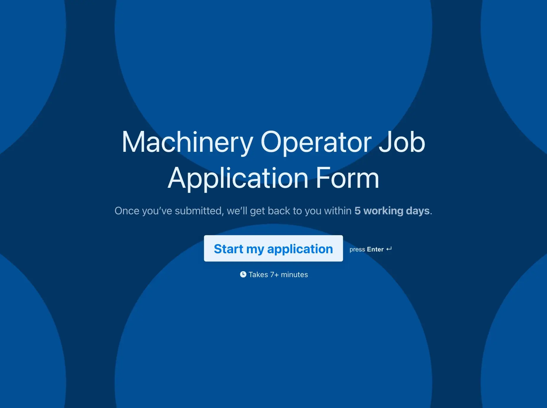 Machinery Operator Job Application Form Template Hero