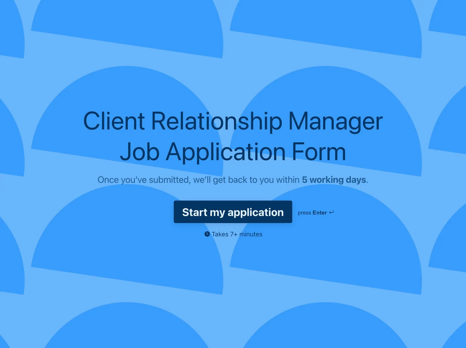 Client relationship manager job application form template Hero