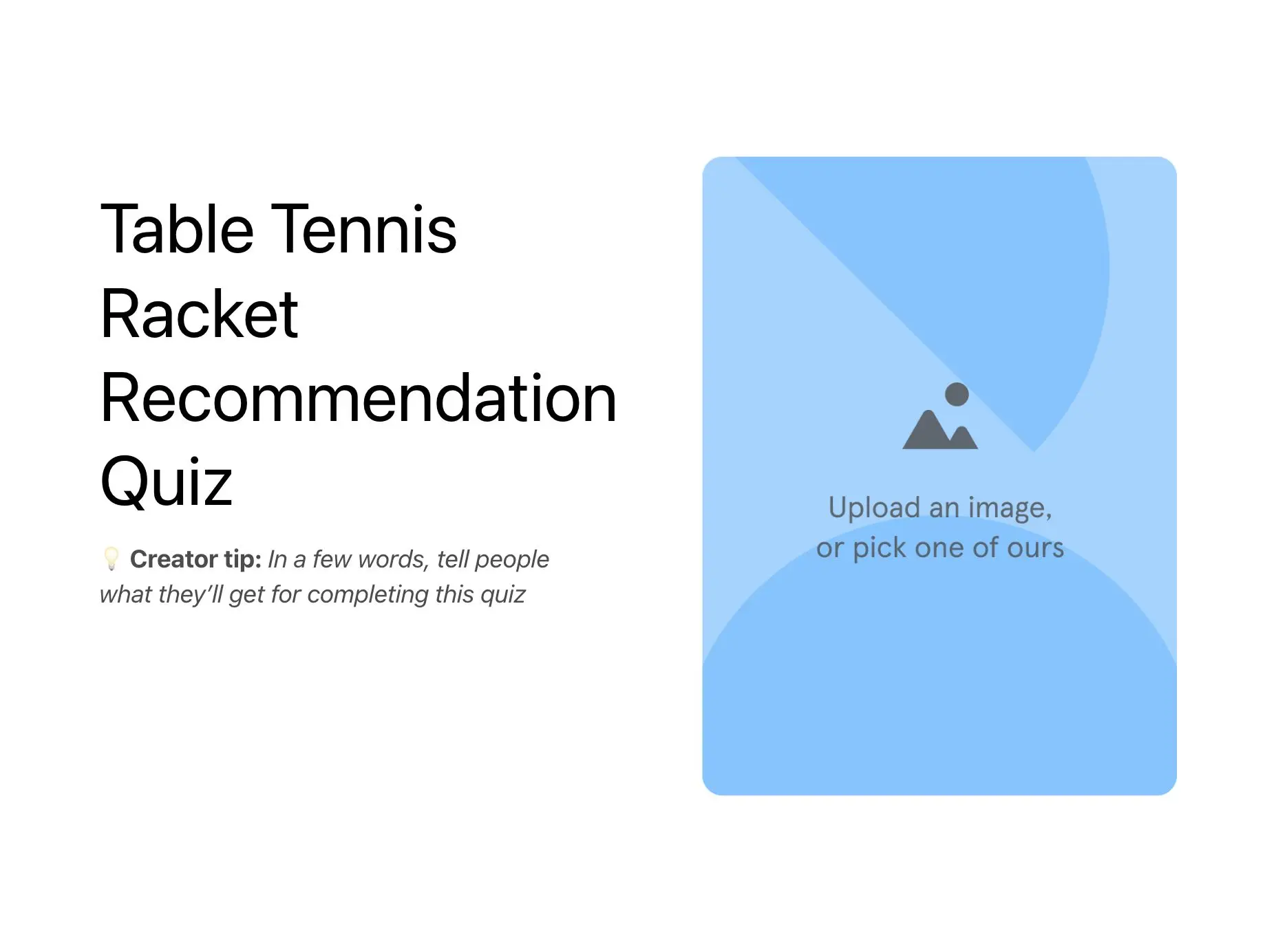 Table Tennis Racket Recommendation Quiz Template Hero