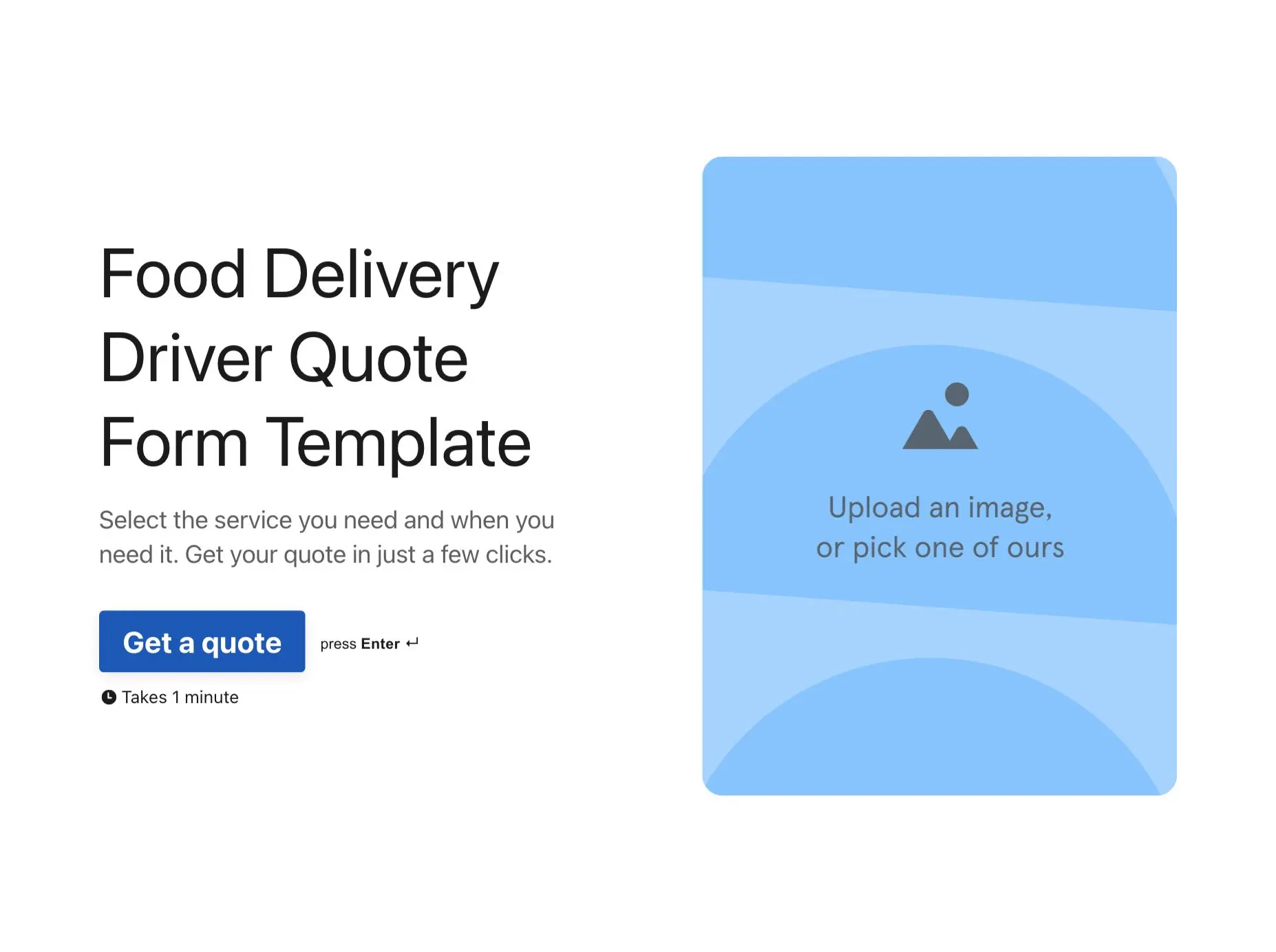 Food delivery driver quote form template Hero