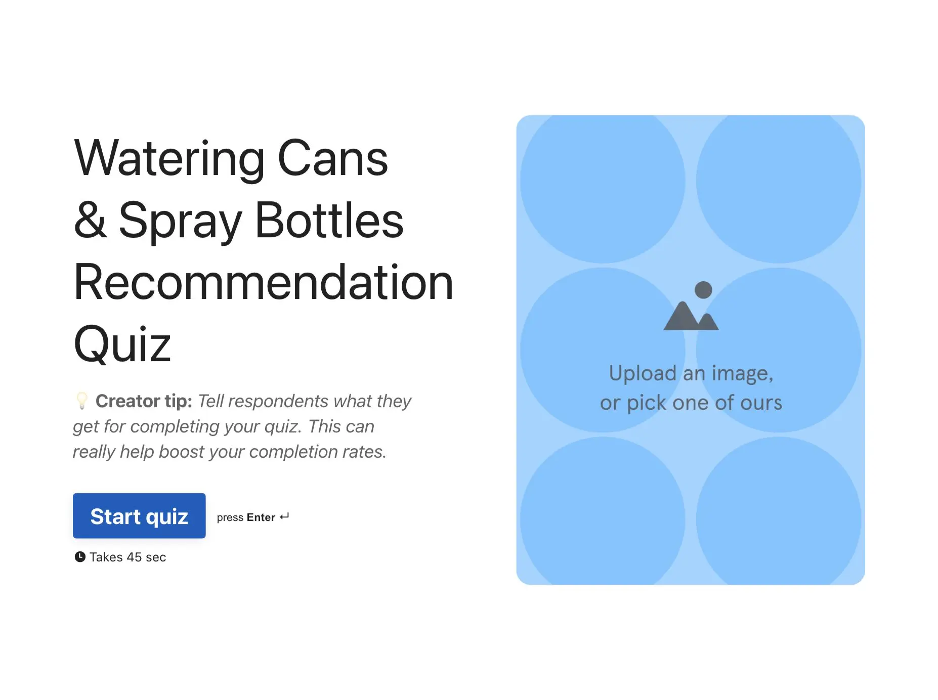 Watering Cans & Spray Bottles Recommendation Quiz Template Hero