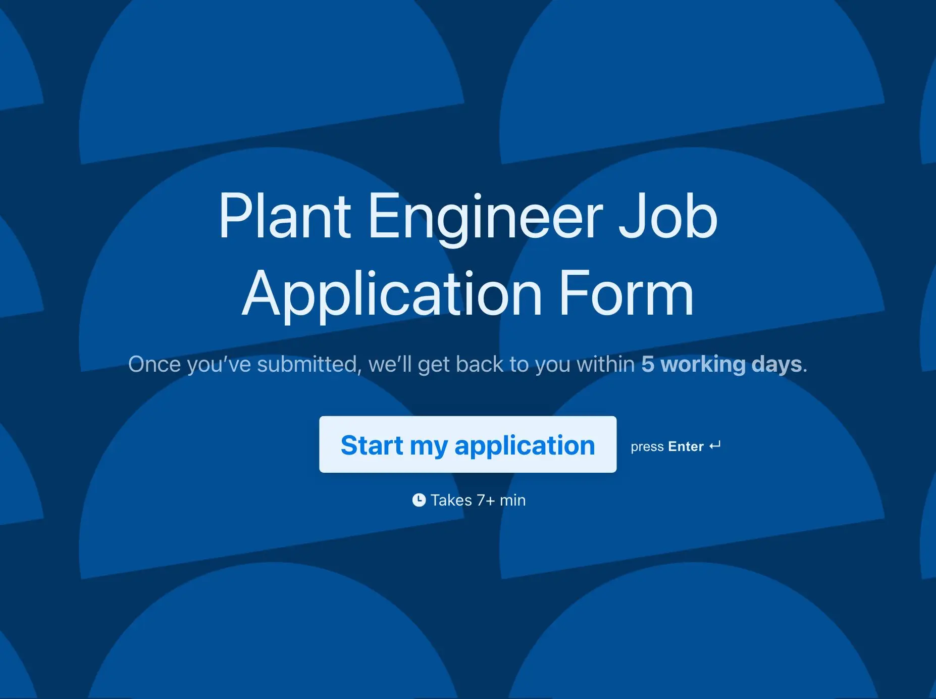 Plant Engineer Job Application Form Template Hero