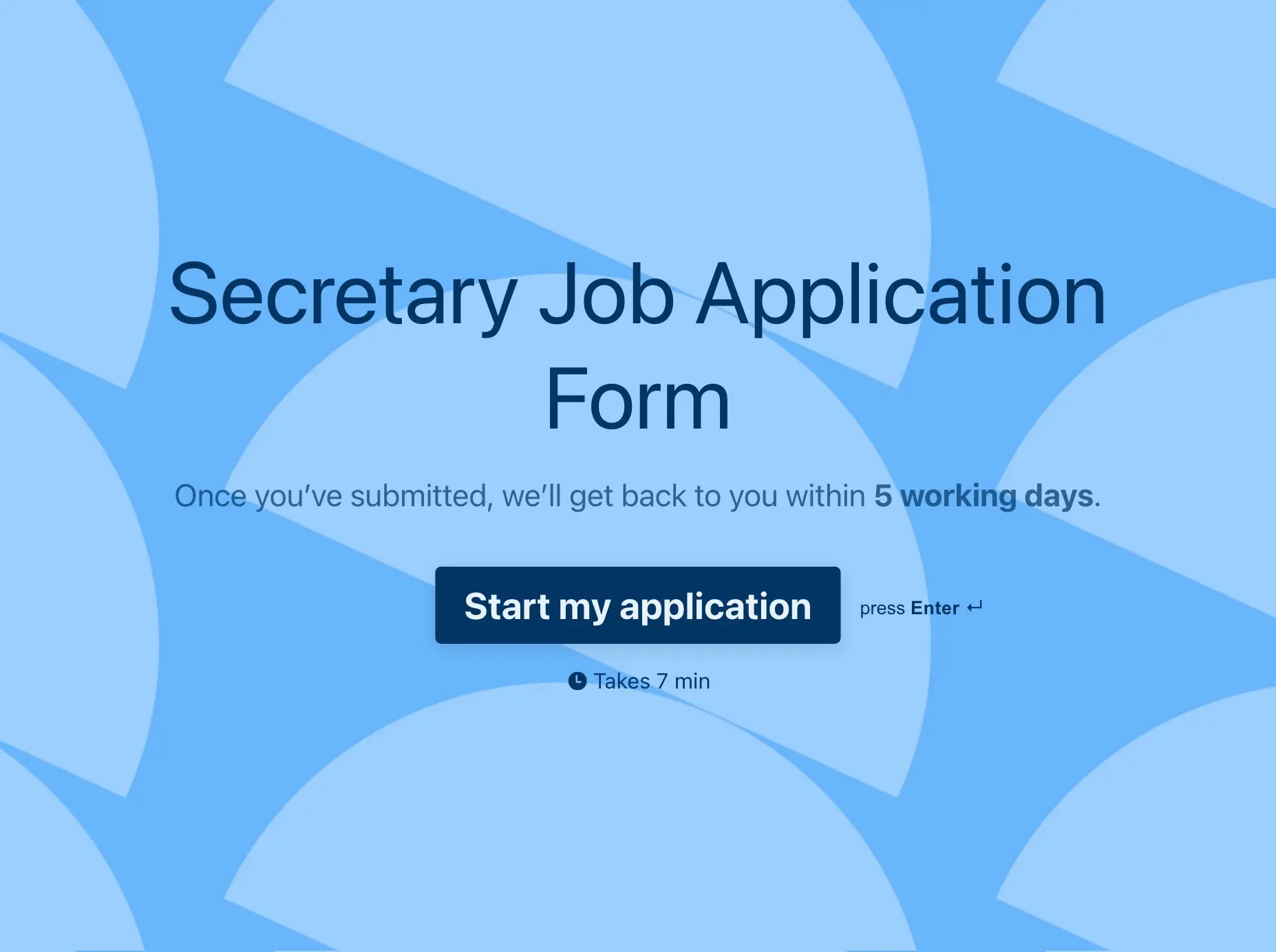 Secretary Job Application Form Template Hero