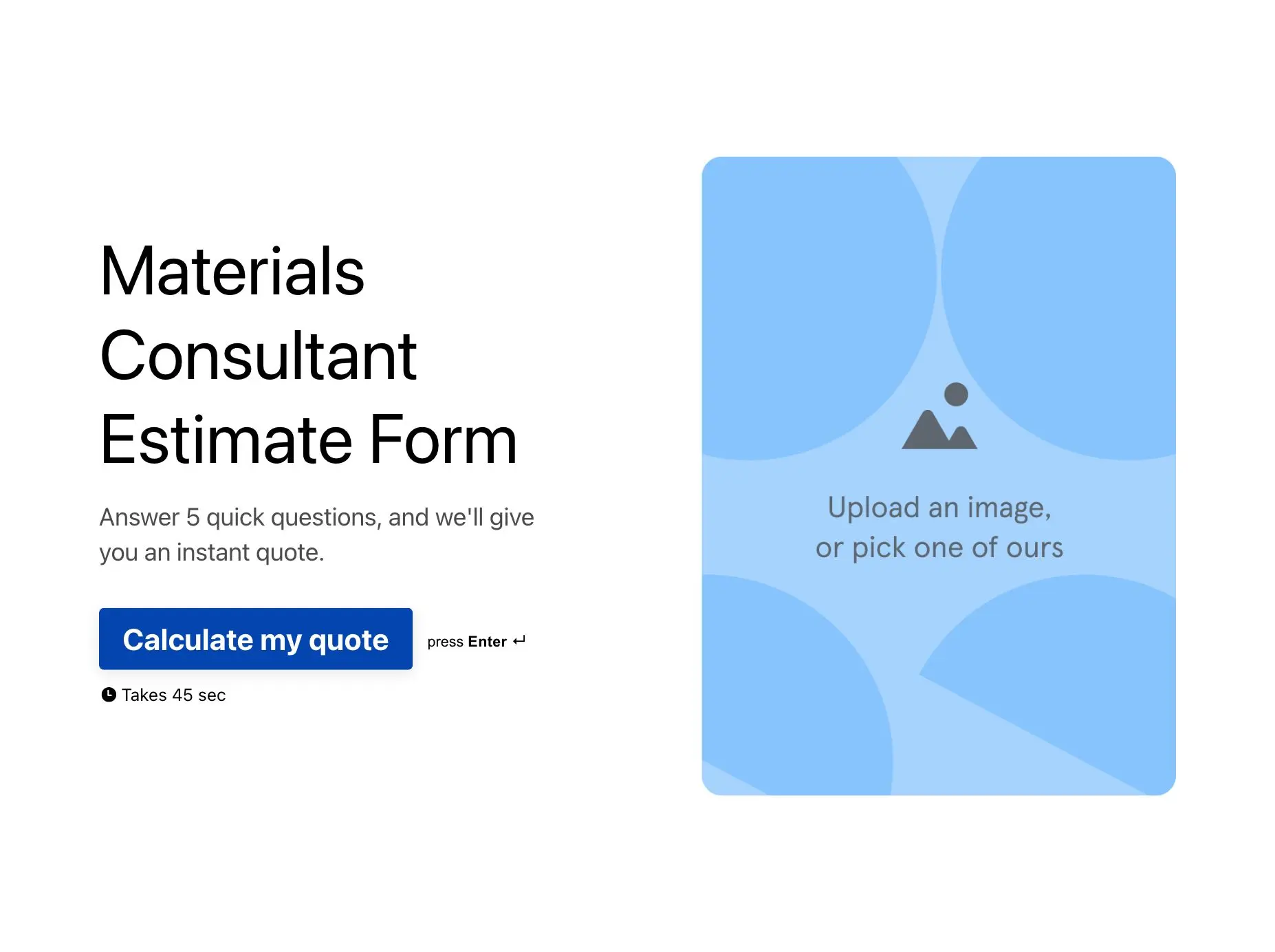 Materials Consultant Estimate Form Template Hero