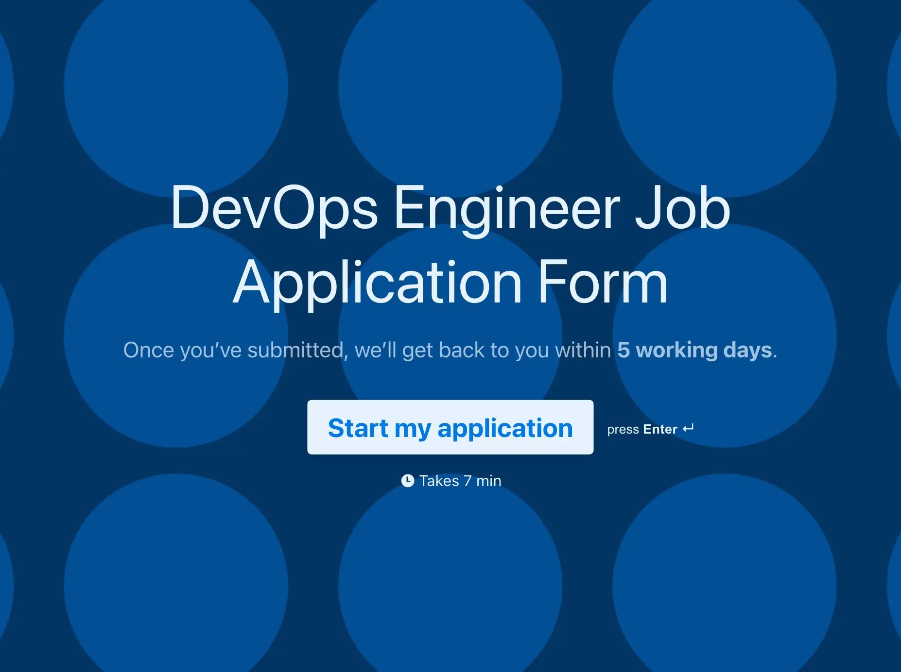 DevOps Engineer Job Application Form Template Hero