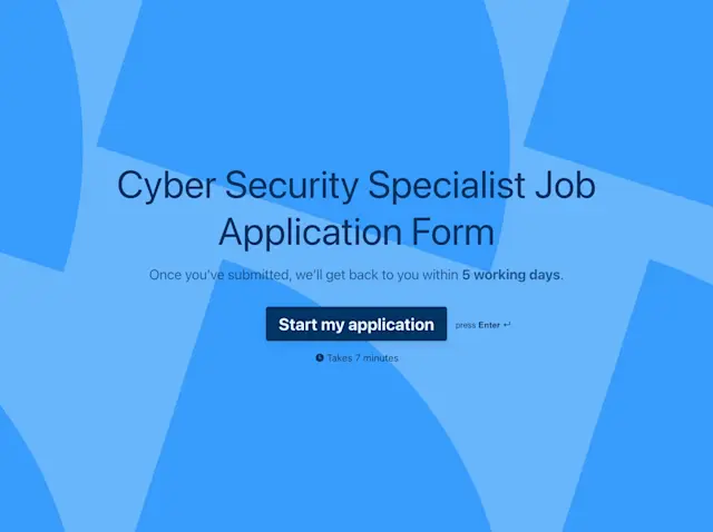 Cyber Security Specialist Job Application Form Template