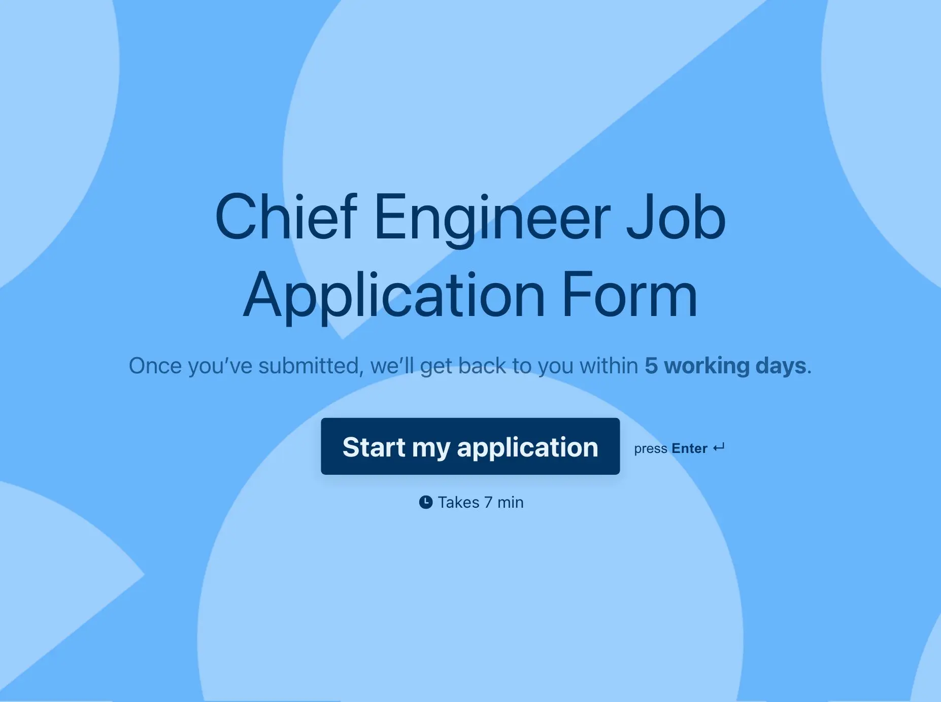 Chief Engineer Job Application Form Template Hero