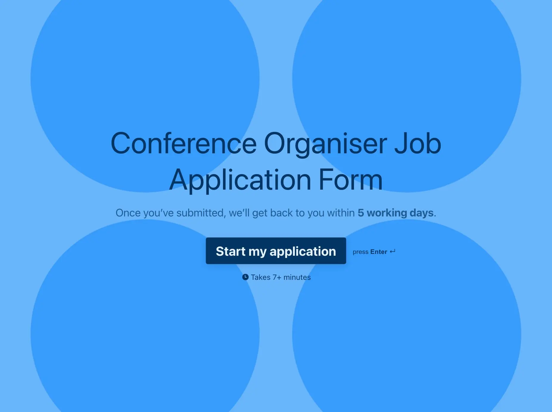 Conference Organiser Job Application Form Template Hero