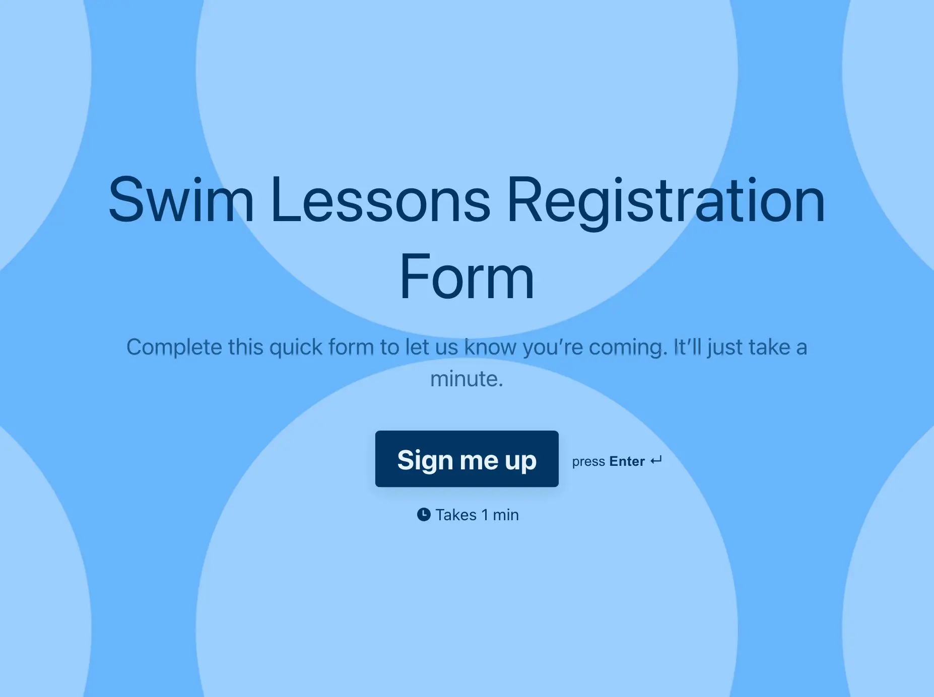 Swim Lessons Registration Form Template Hero