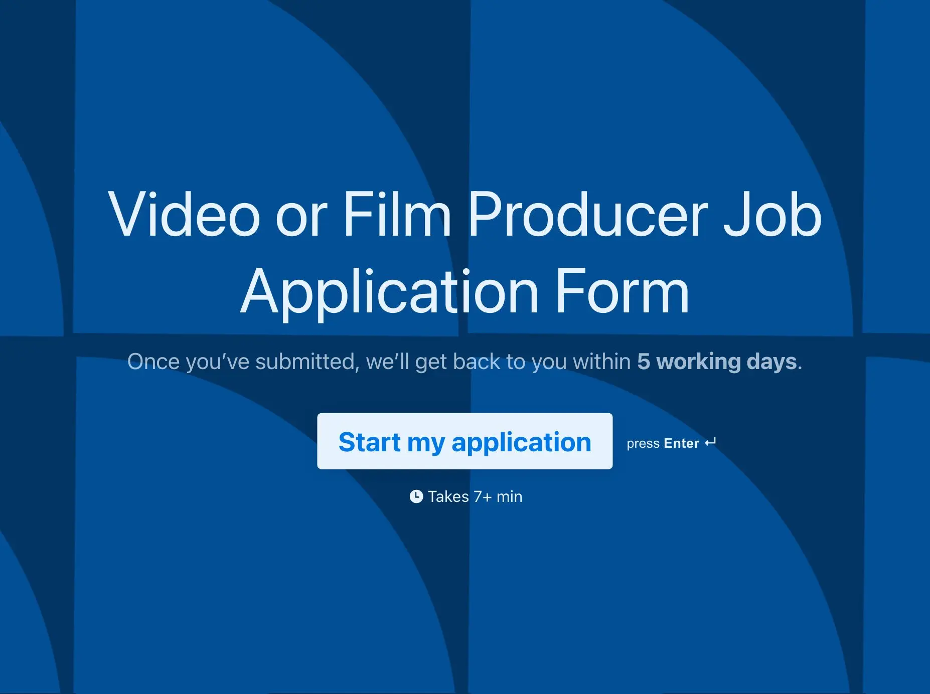 Video or Film Producer Job Application Form Template Hero