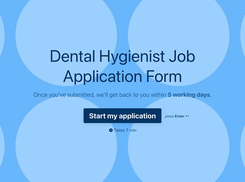 Dental Hygienist Job Application Form Template