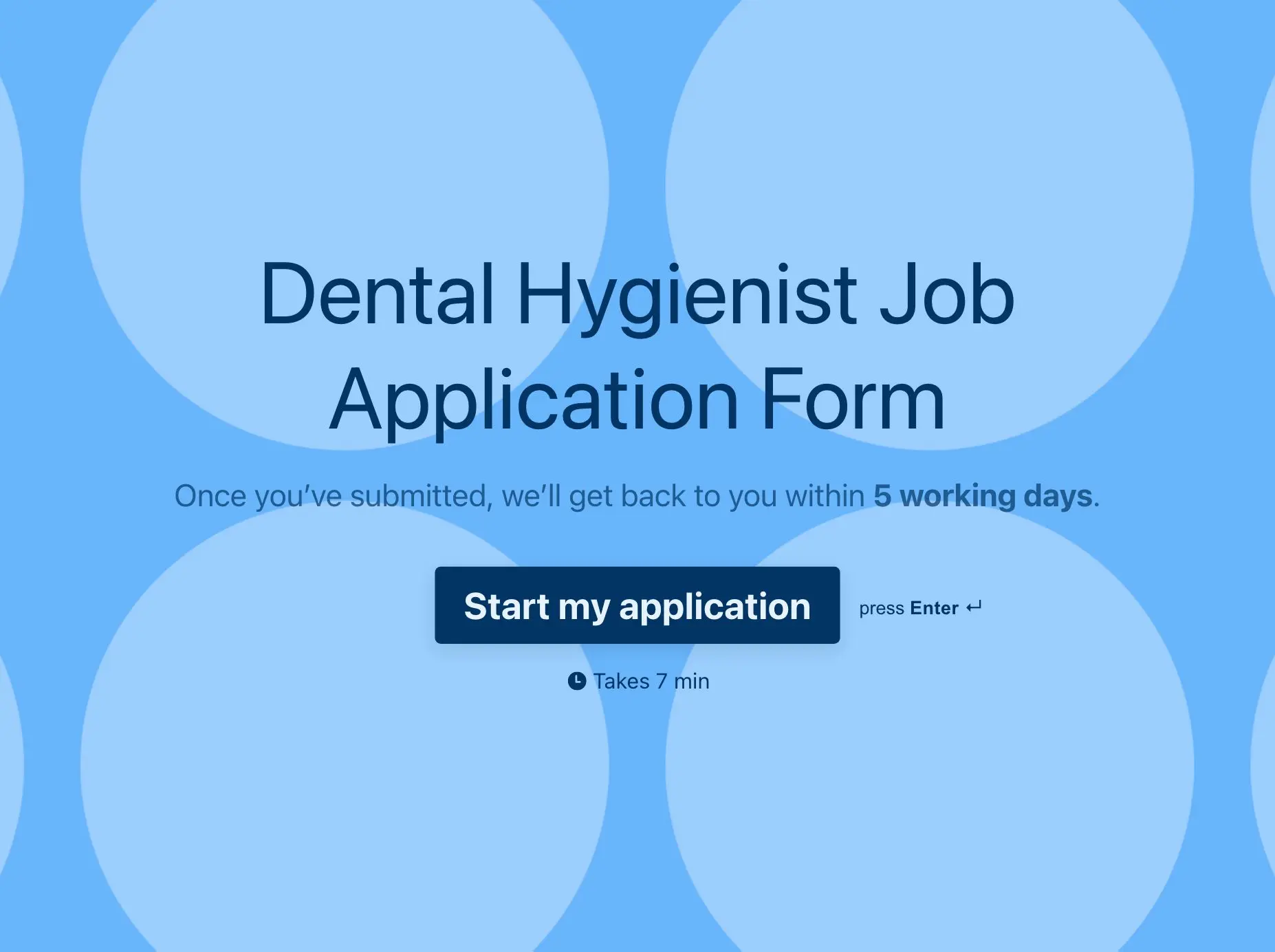 Dental Hygienist Job Application Form Template Hero