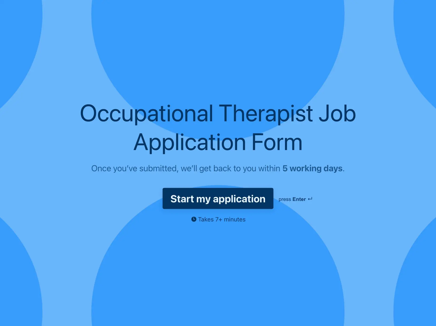 Occupational therapist job application form template Hero