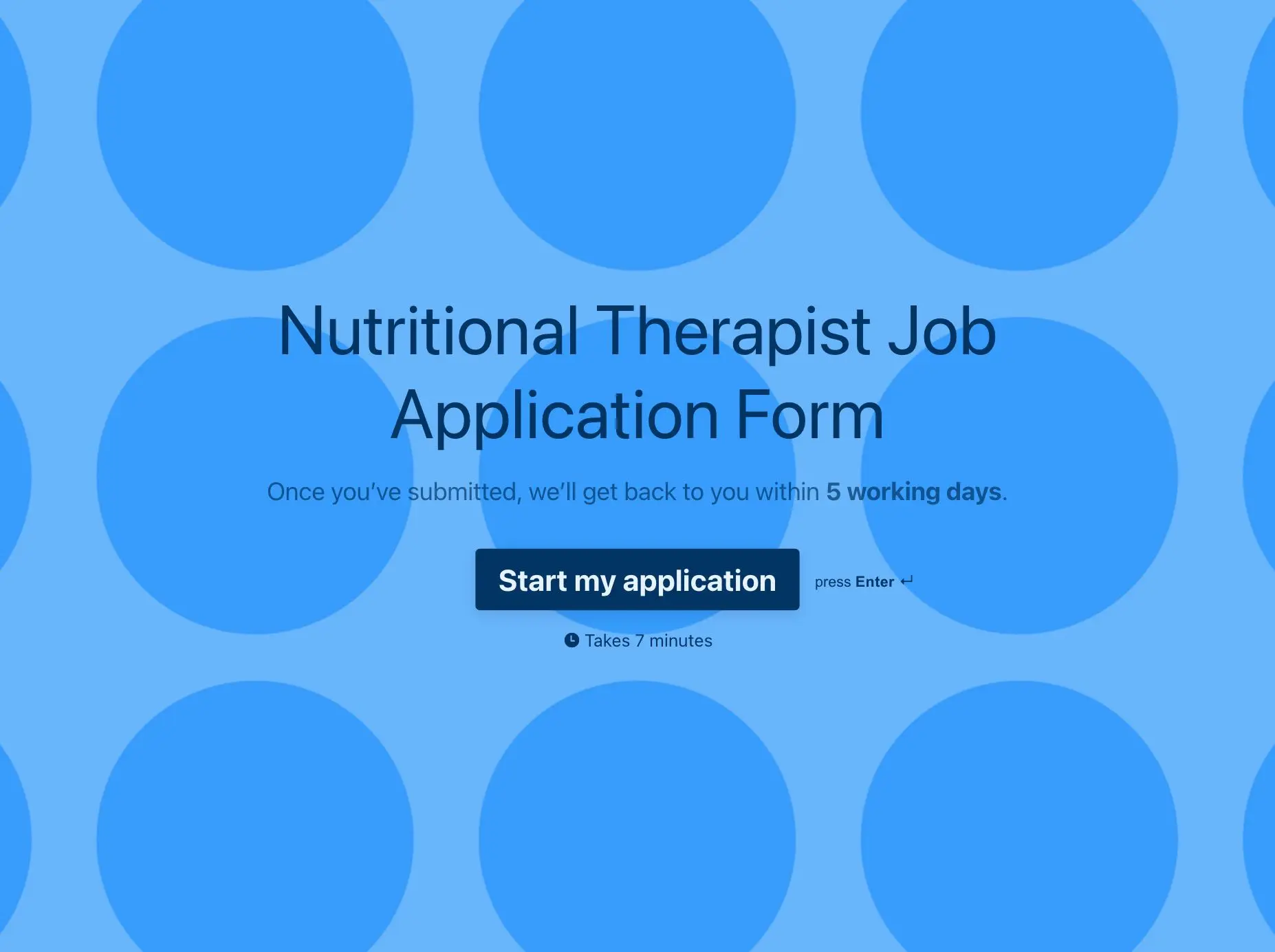 Nutritional Therapist Job Application Form Template Hero