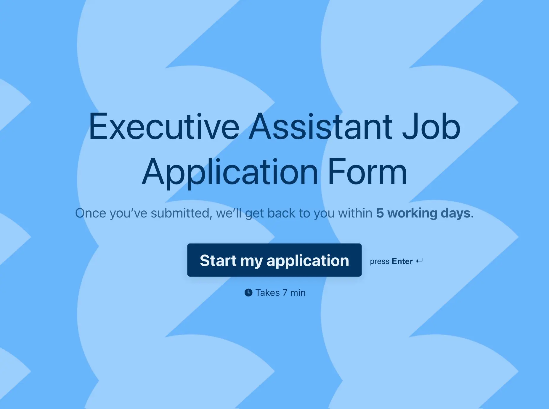 Executive Assistant Job Application Form Template Hero