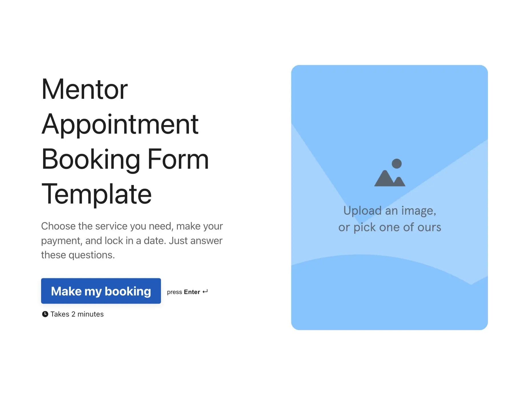 Mentor appointment booking form template Hero