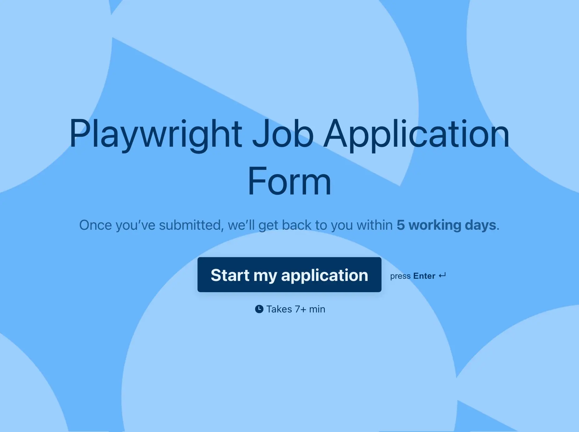 Playwright Job Application Form Template Hero