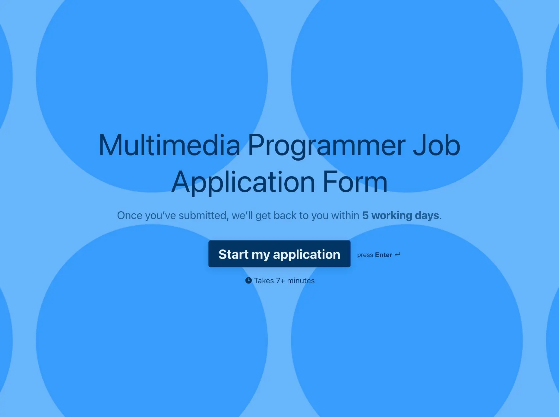 Multimedia Programmer Job Application Form Template Hero