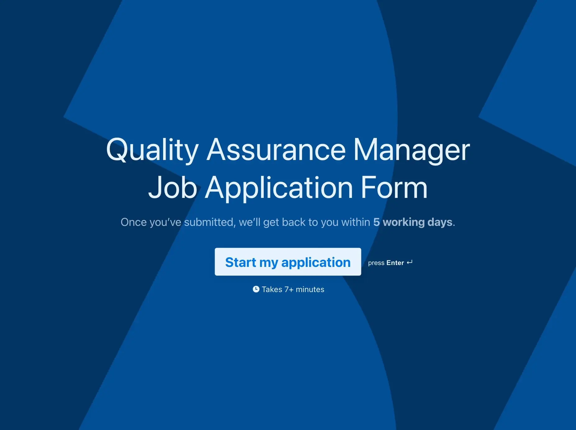 Quality Assurance Manager Job Application Form Template Hero