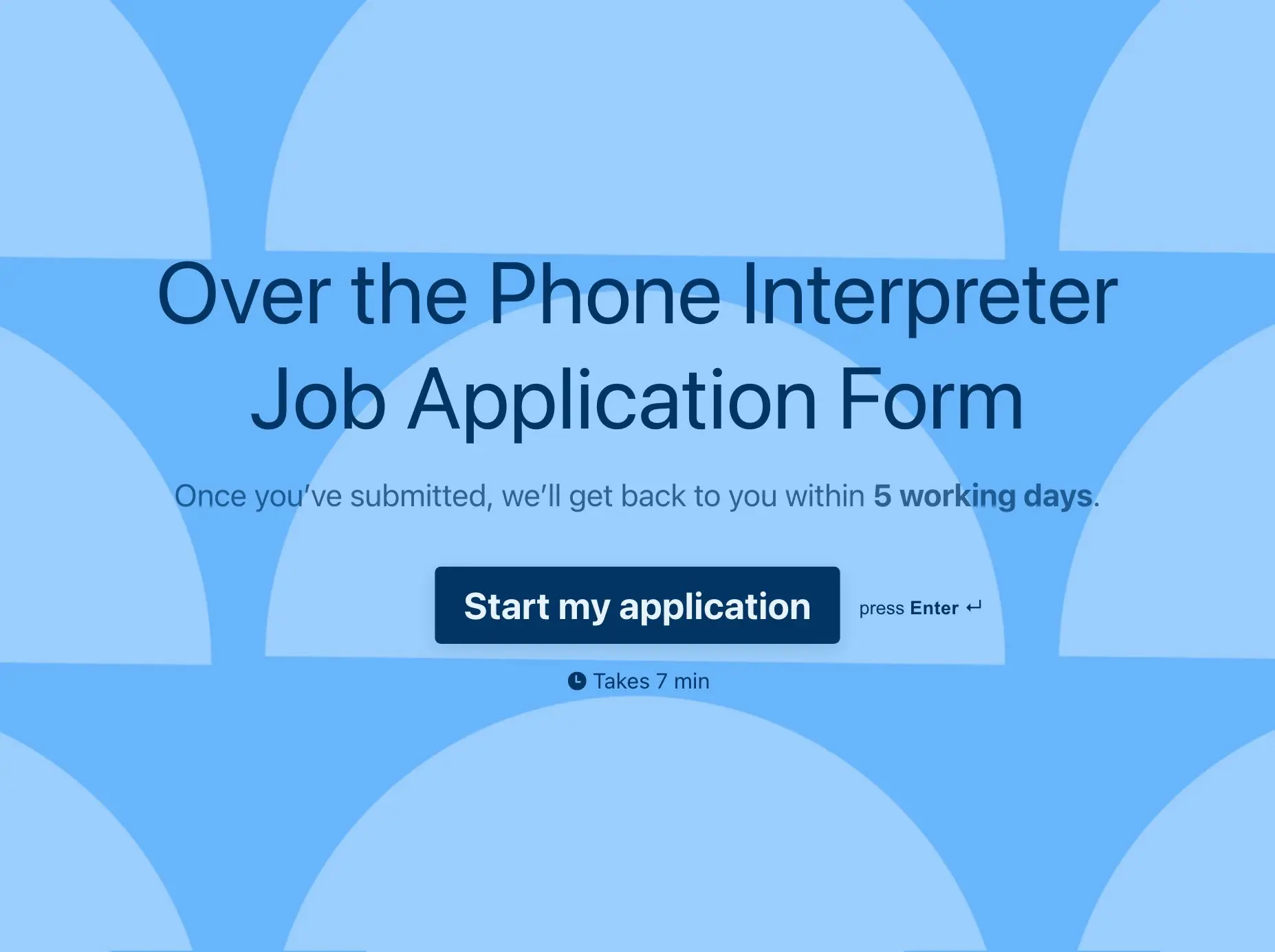 Over the Phone Interpreter Job Application Form Template Hero