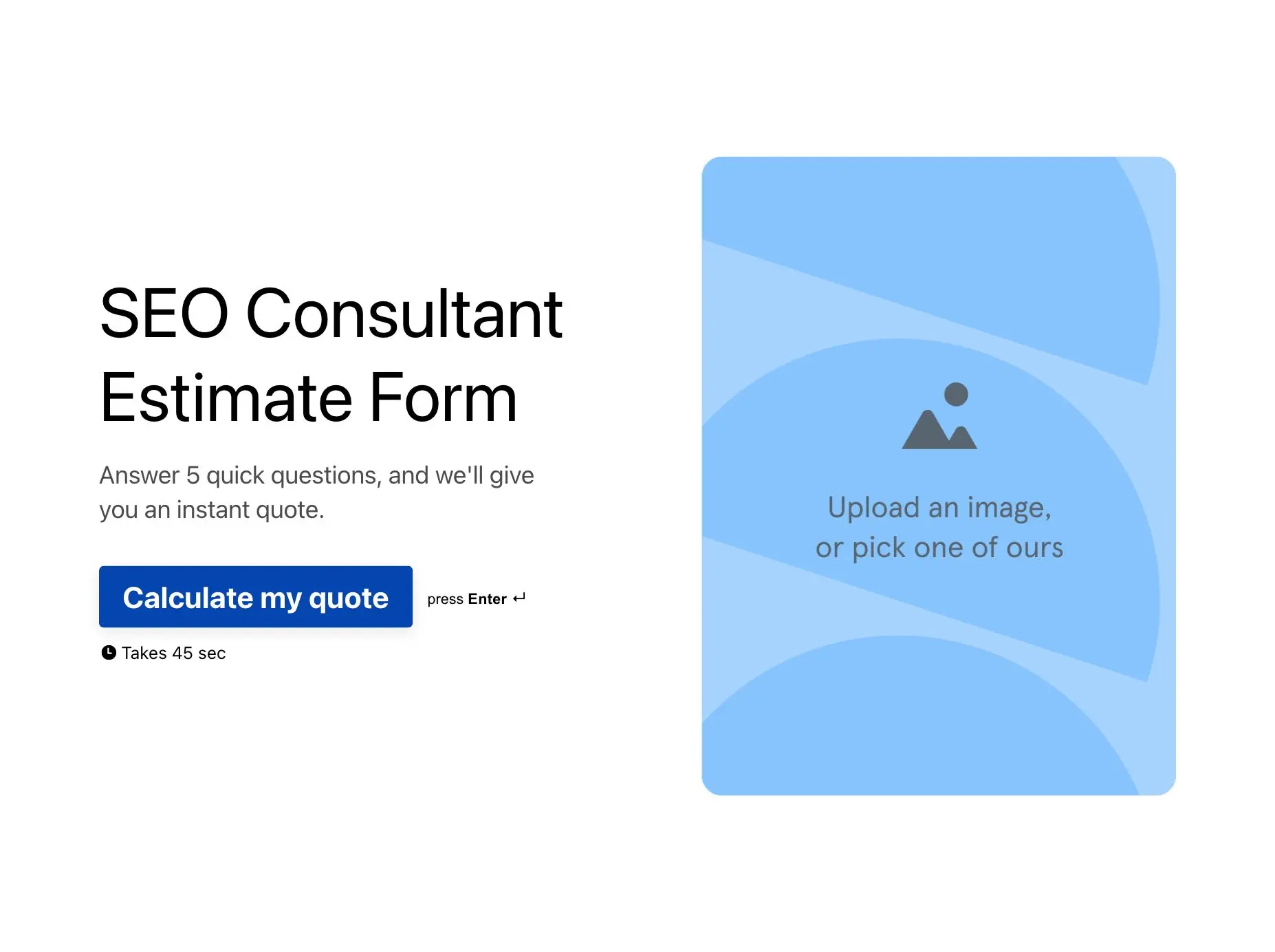 SEO Consultant Estimate Form Template Hero