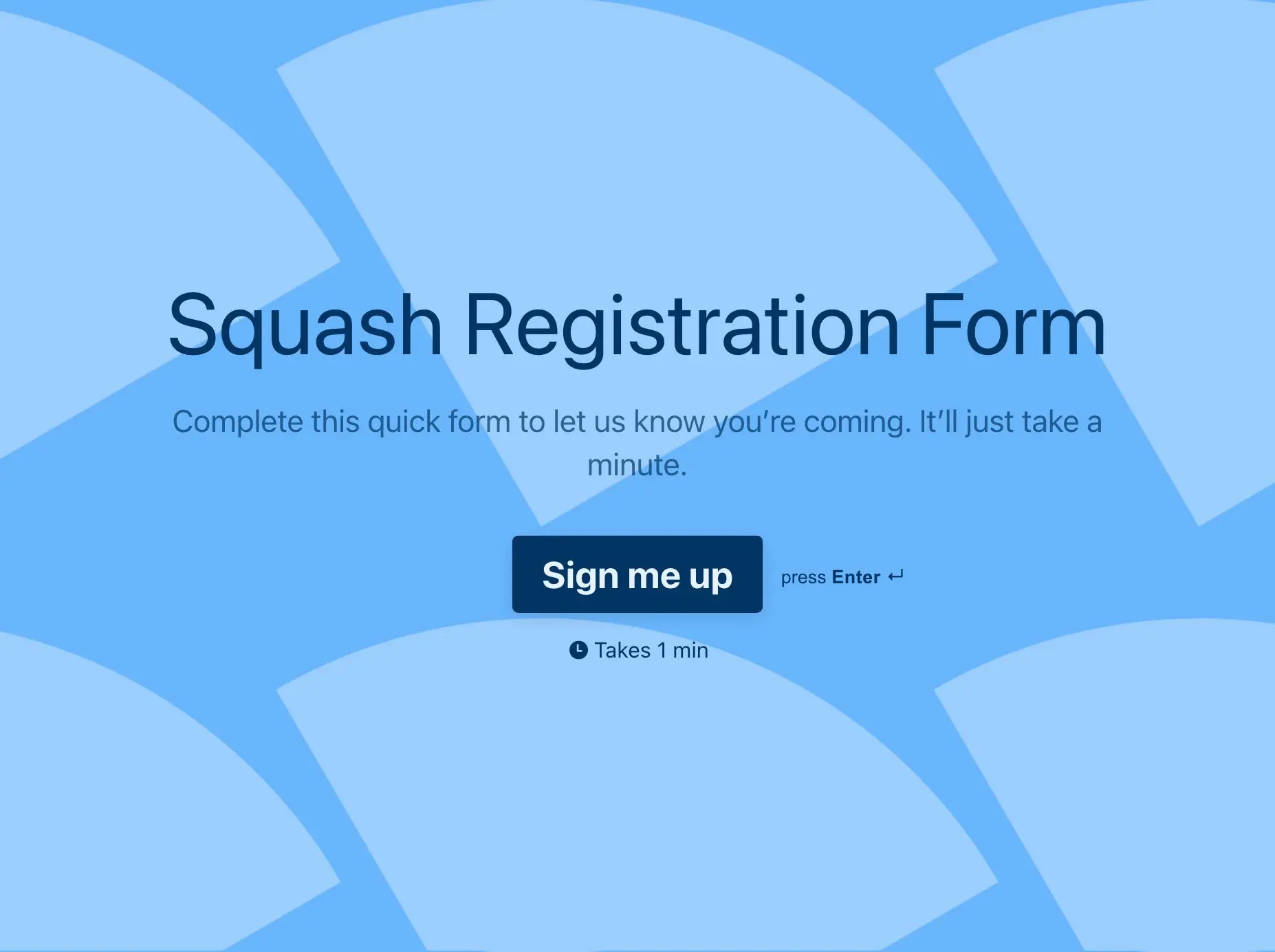 Squash Registration Form Template Hero