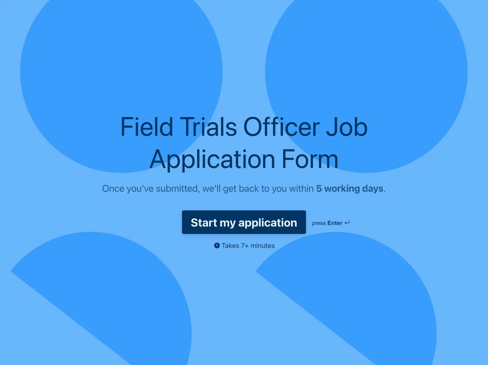 Field Trials Officer Job Application Form Template Hero