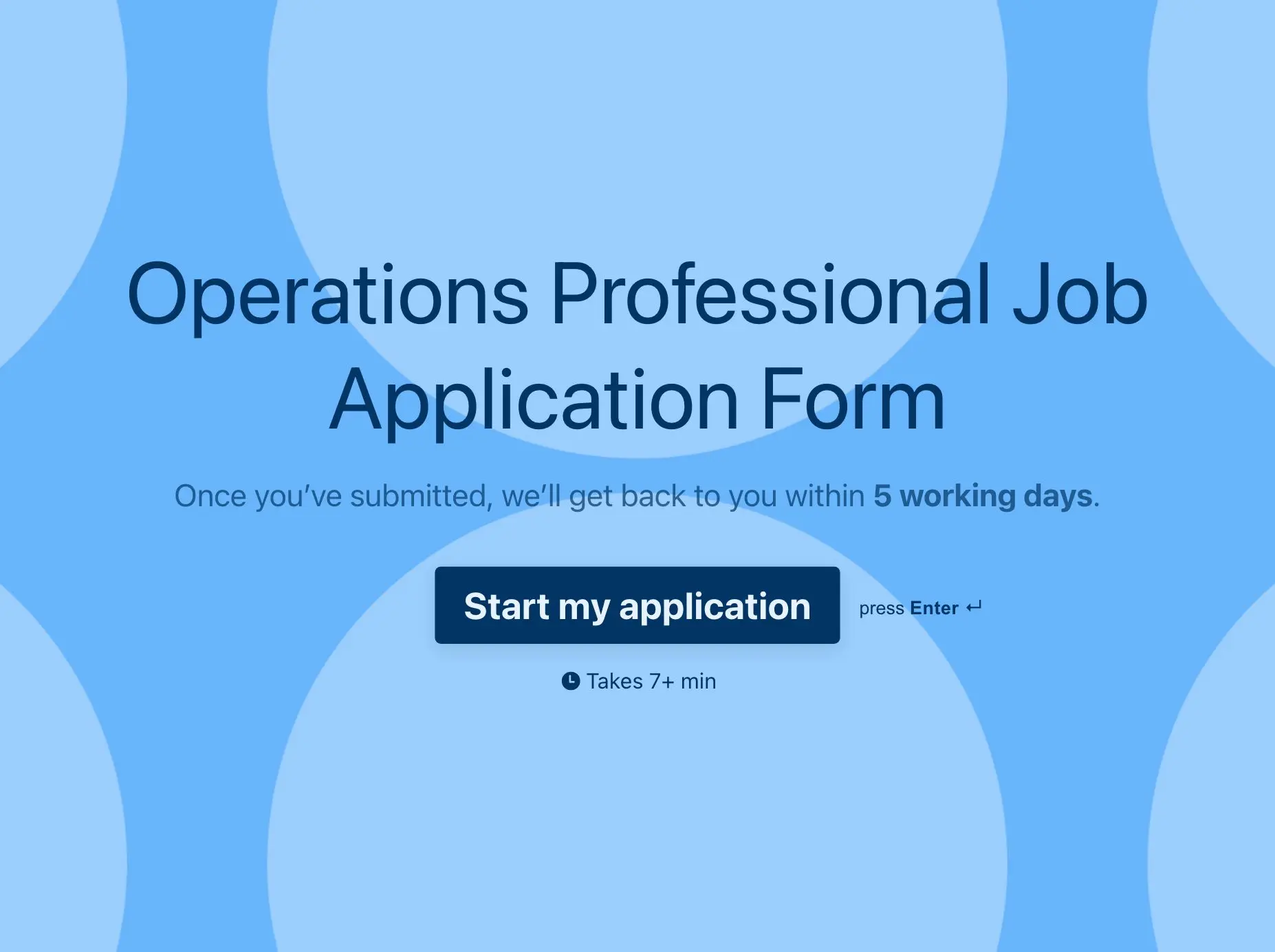Operations Professional Job Application Form Template Hero