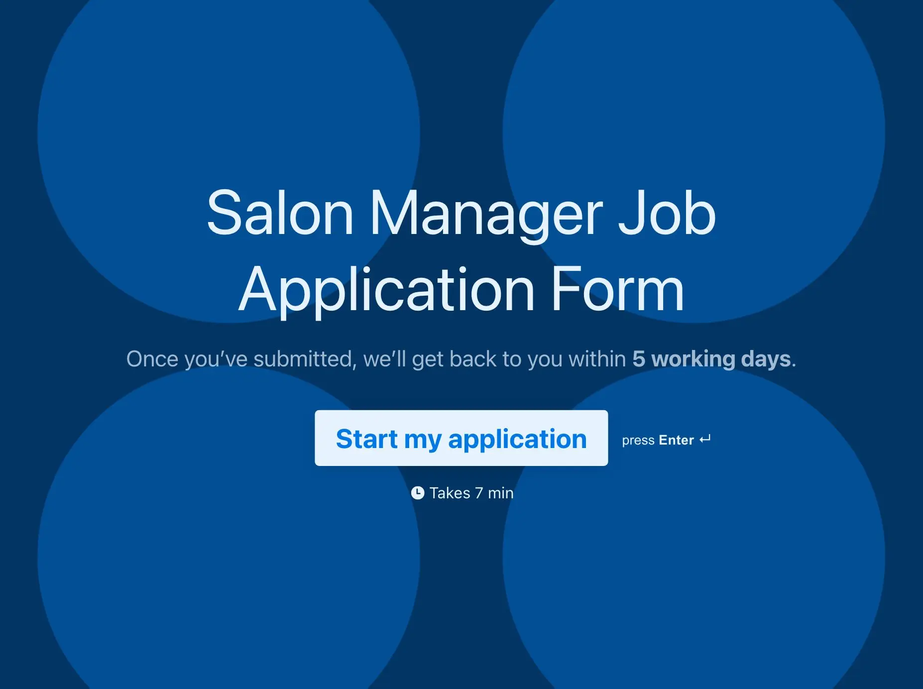 Salon Manager Job Application Form Template Hero