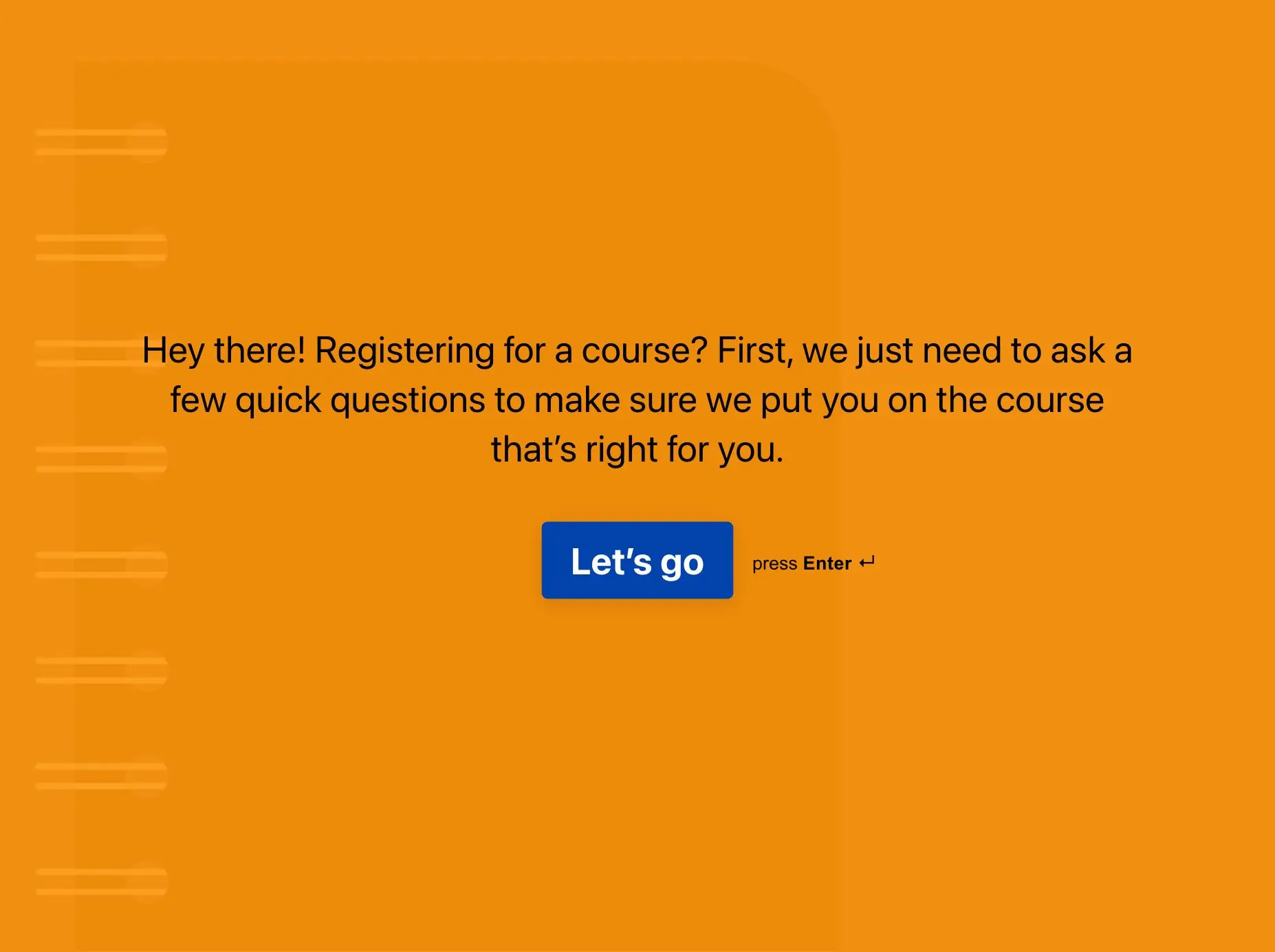 Course Registration Form Template Hero