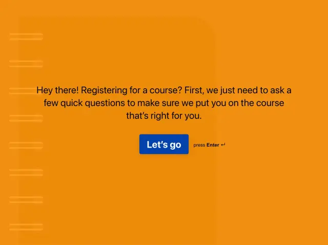 Course registration form template Hero