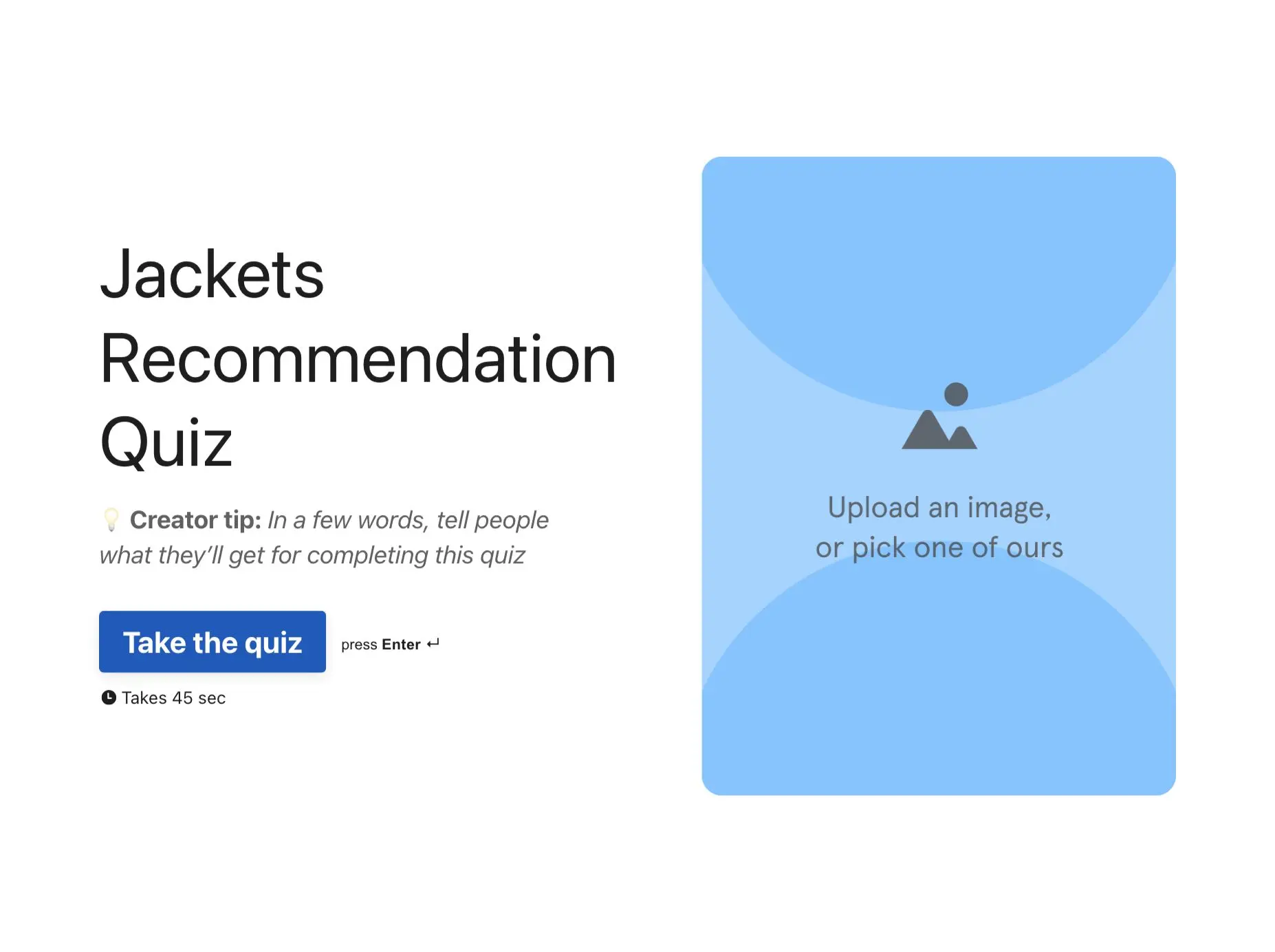 Jackets Recommendation Quiz Template Hero